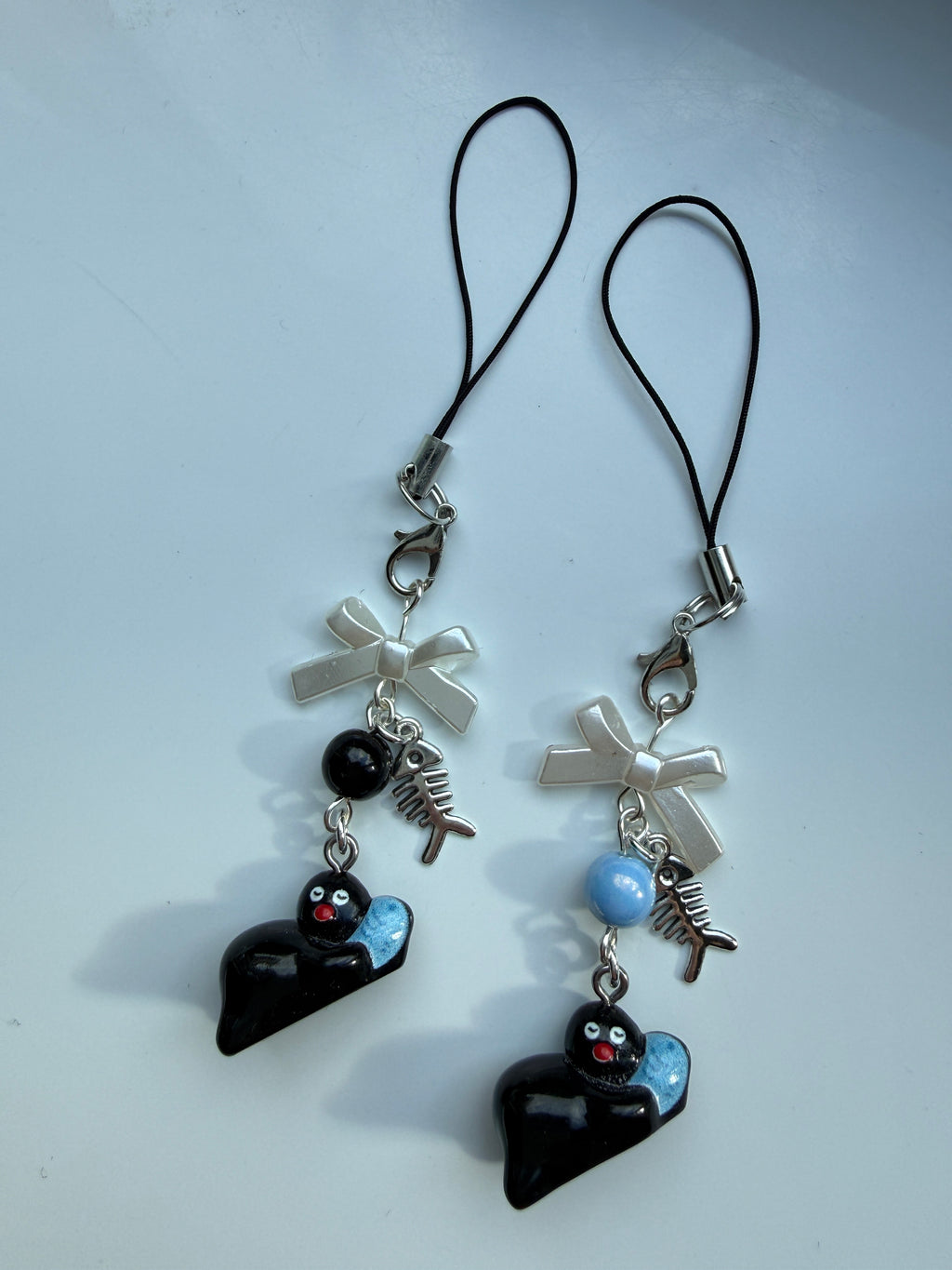 Handmade Pingu and Fish Inspired Phone Charm – Kawaii Y2K Mobile Strap