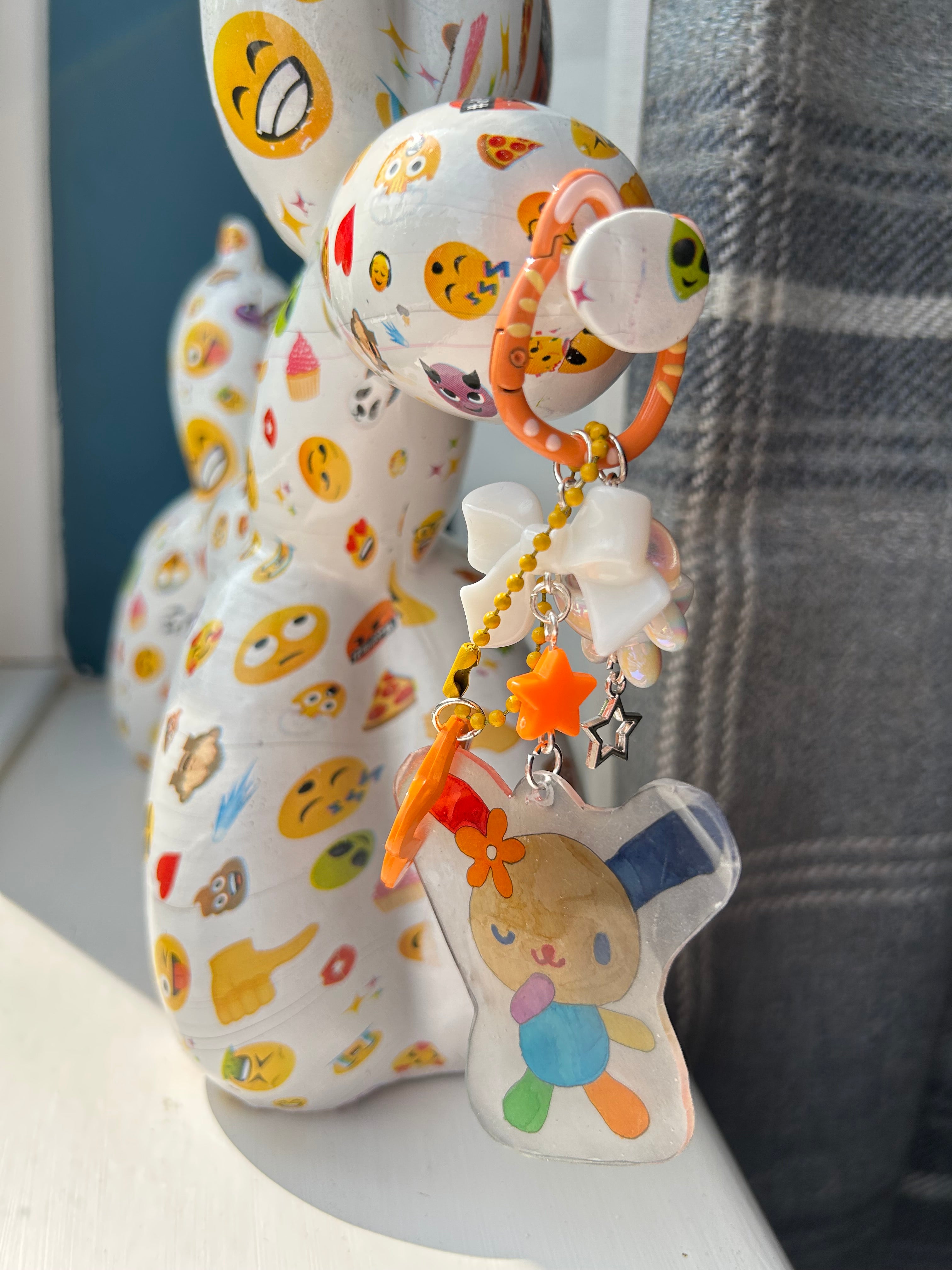 Handmade Usahana Shrinky Dink Junk Keychain
