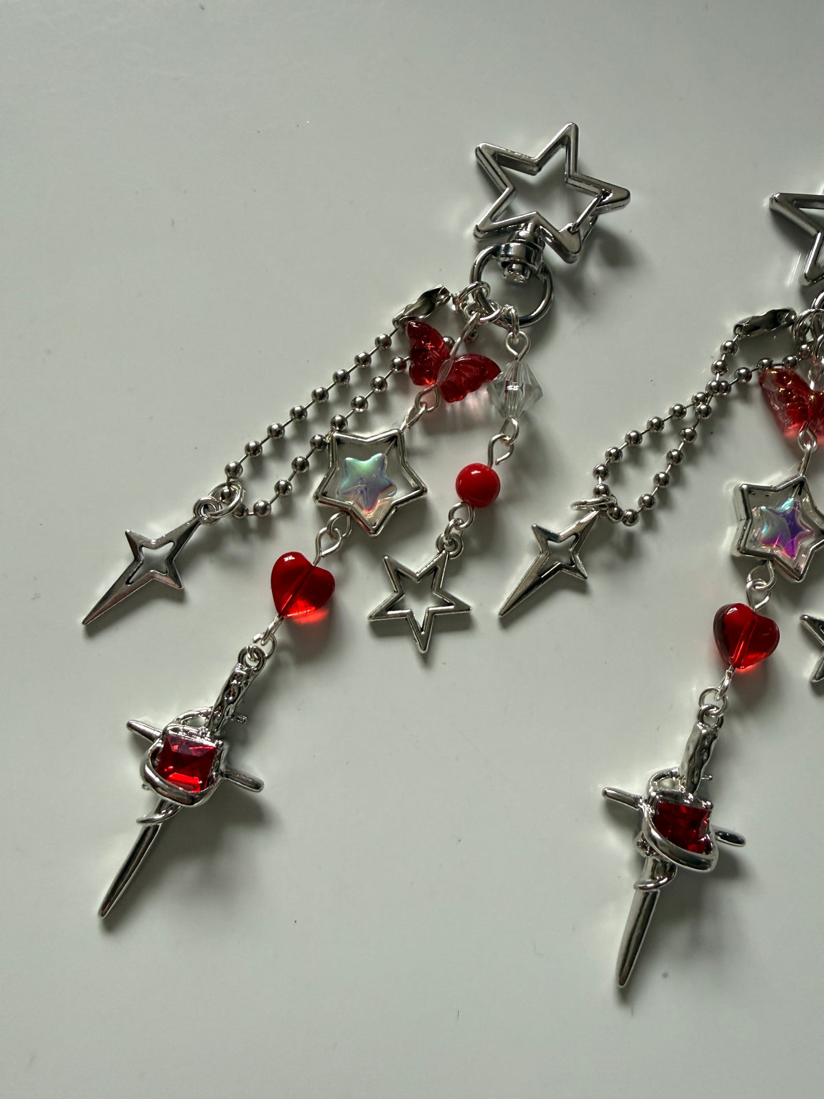 Scarlet Star Celestial Sword Bag Charm – Red & Silver