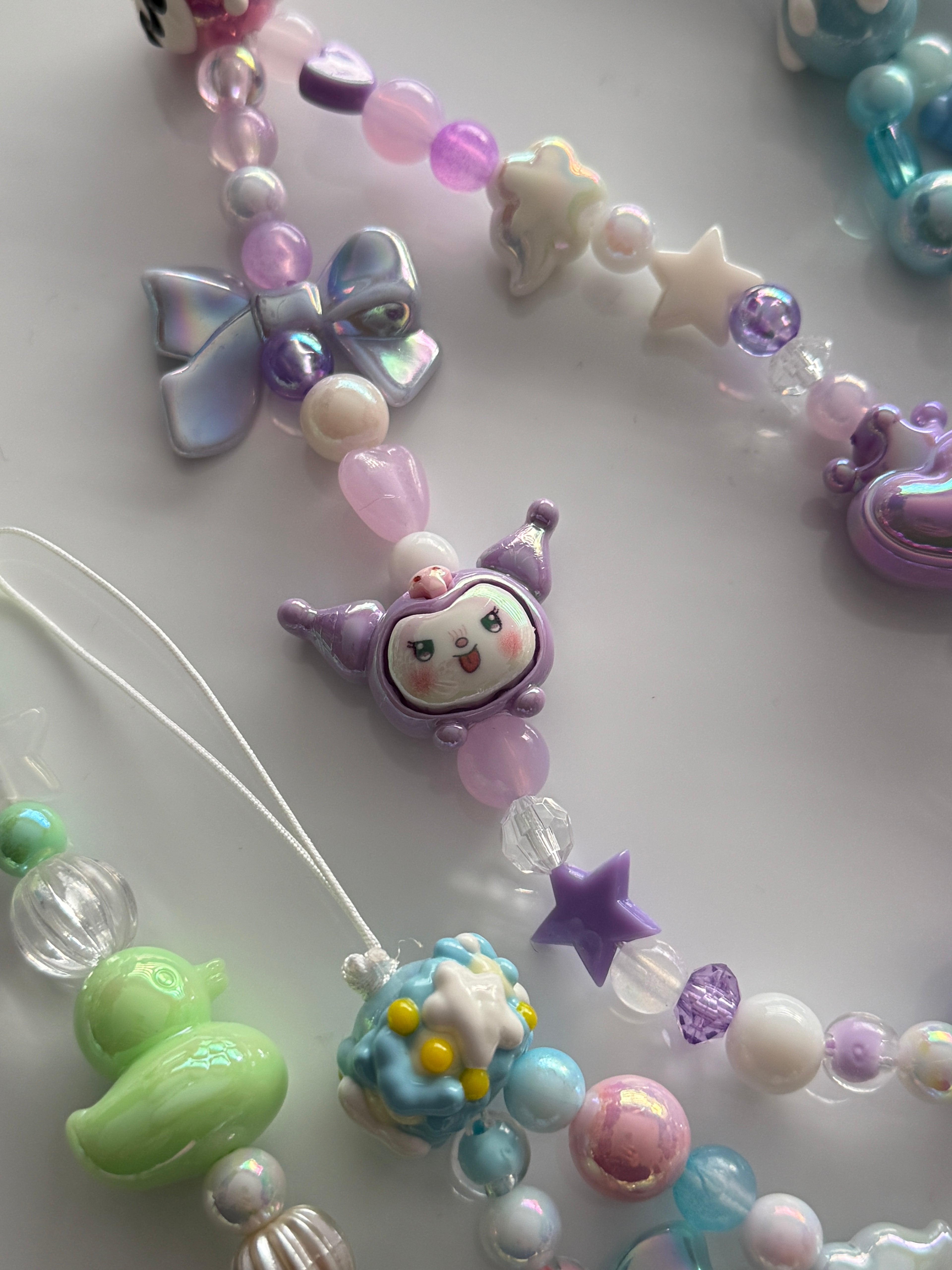 Kawaii Phone Charm | Pastel Queen of Hearts Beaded Strap | Cute Sanrio Inspired Y2K Mobile Accessory