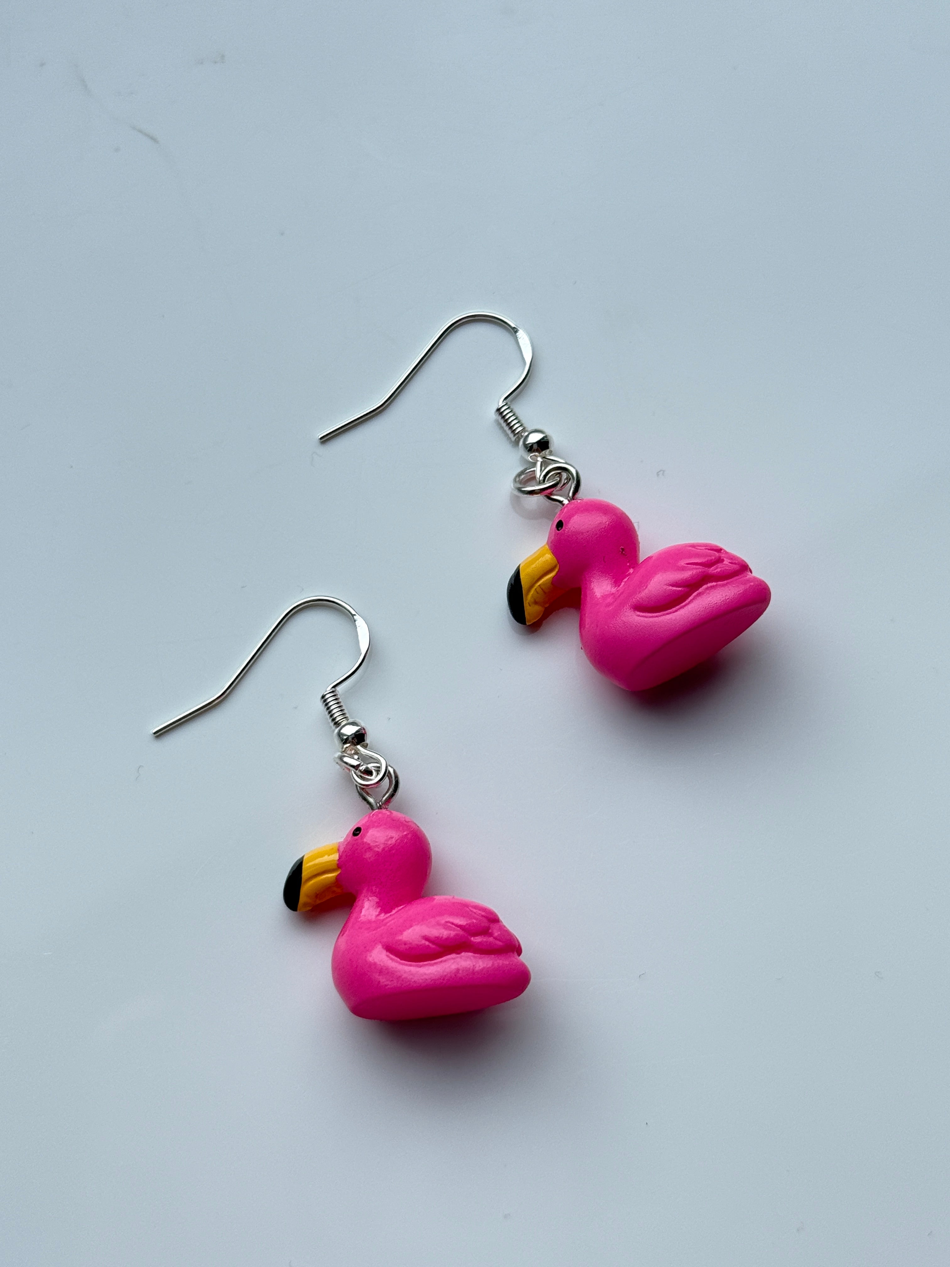 Cute Pink Flamingo Earrings Kawaii Summer Dangles | Pastel Bird Jewellery | Handmade Gift Idea