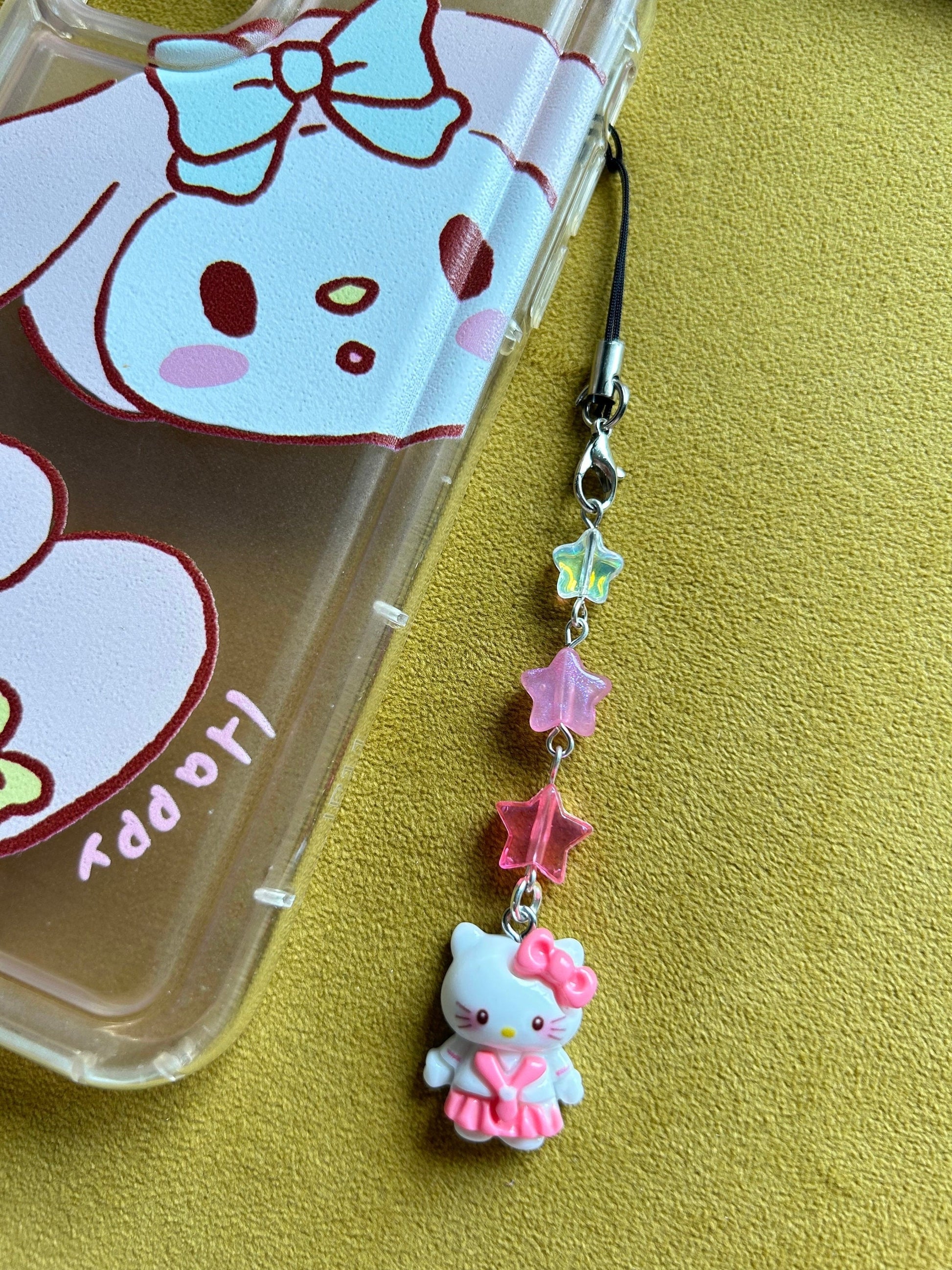 HANDMADE Cute Hello Kitty Inspired Phone Charms White Pjs