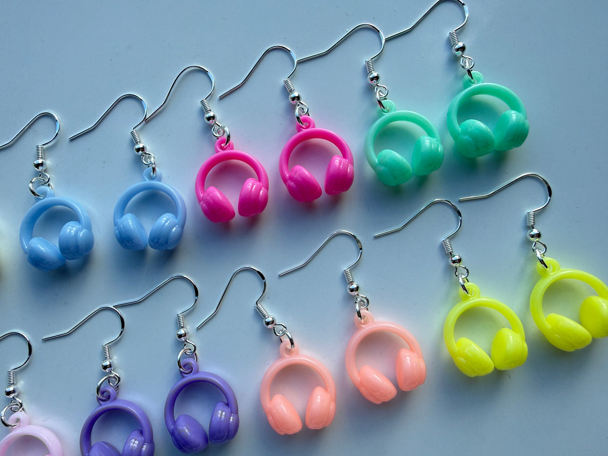 Pastel Headphone Earrings | Cute Music Lover Drop Earrings