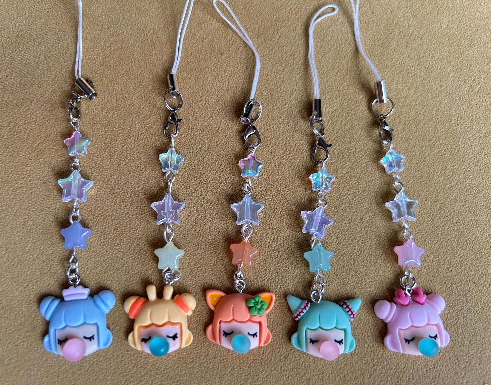 HANDMADE Cute Kawaii Bubblegum Girl Phone Charms