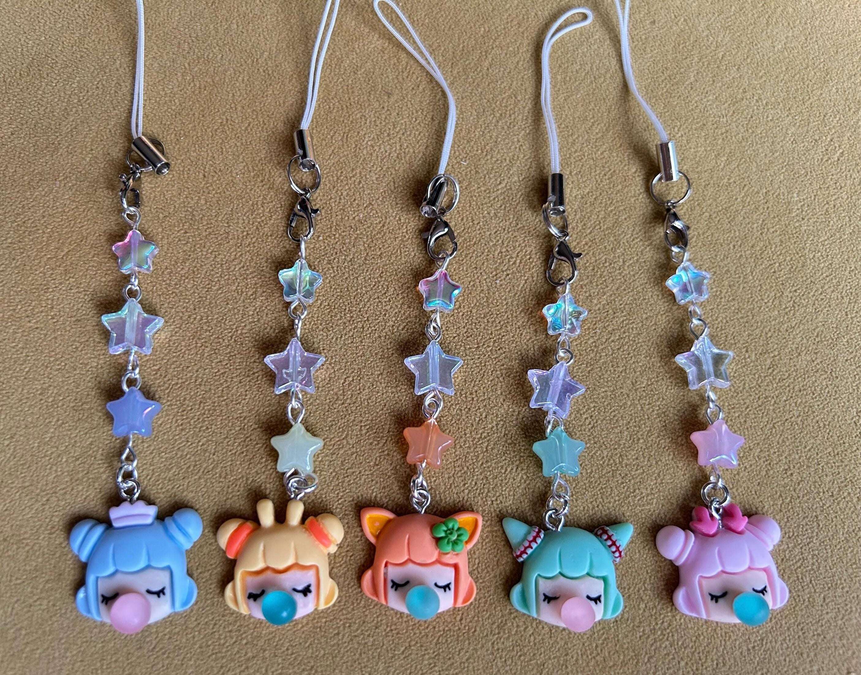 HANDMADE Cute Kawaii Bubblegum Girl Phone Charms