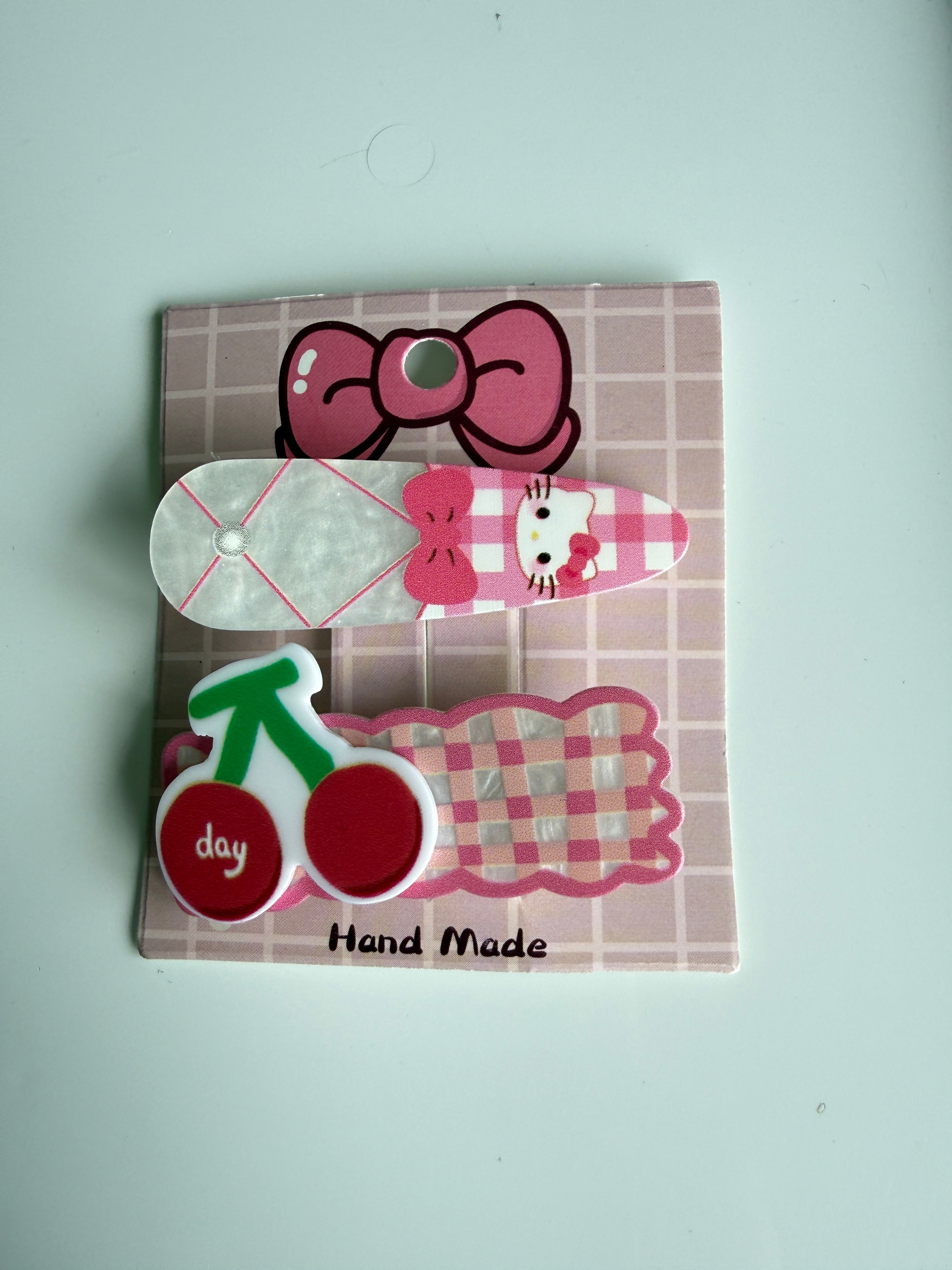 Super Cute Handmade Kawaii HK Hair Clips. kitty hair slides