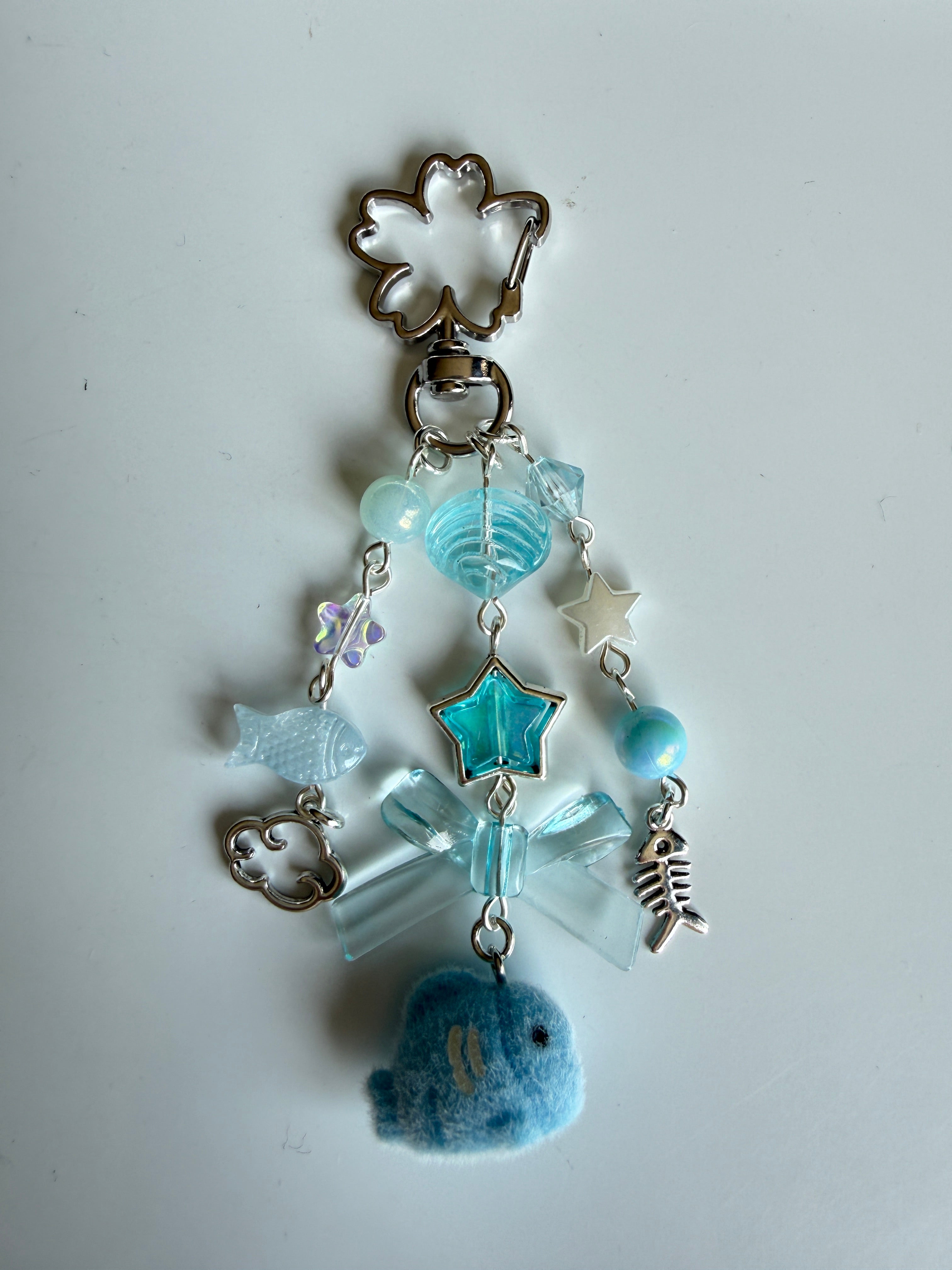 Bubbles the Blue Fish keychain | Chunky Ocean Collection | Fluffy Kawaii keychain