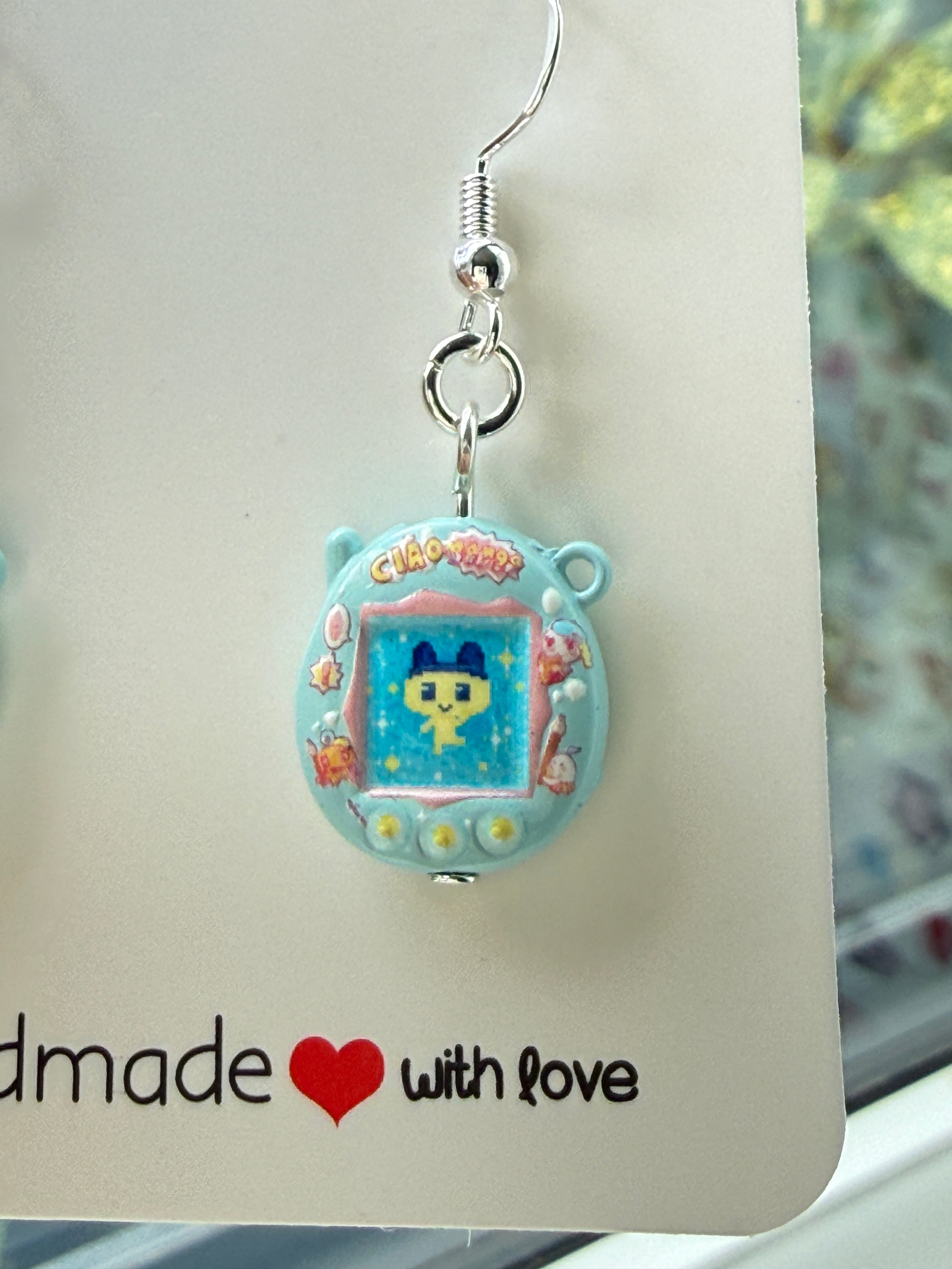Kawaii Virtual Pet Dangle Earrings 🩵🎮