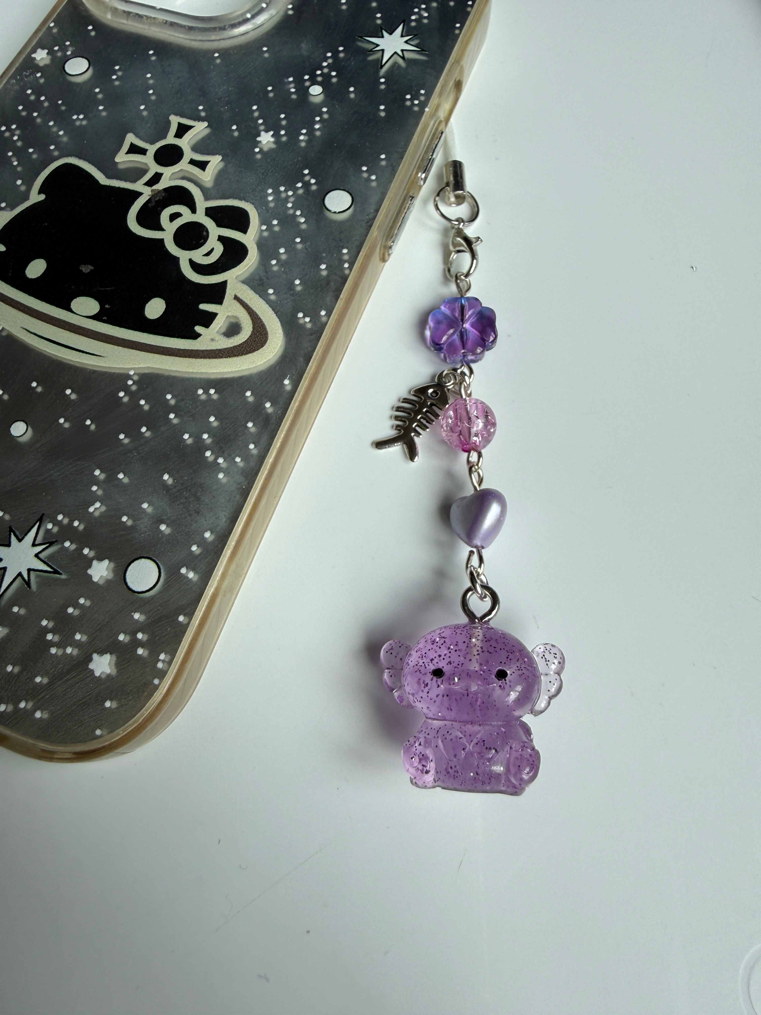 Handmade Glow-in-the-Dark Axolotl Phone Charm | Oceancore Collection