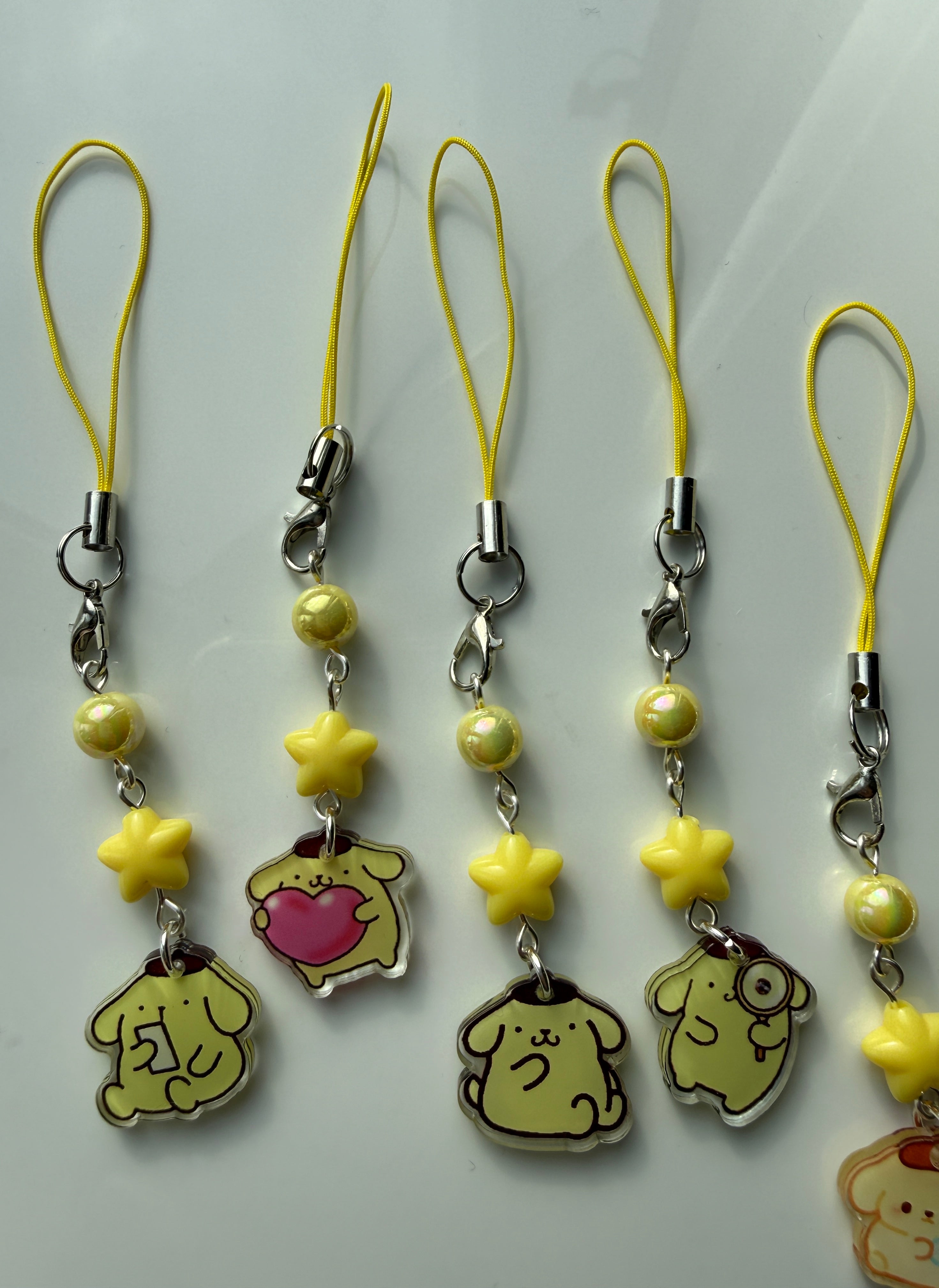 Pompompurin Phone Charm | Kawaii Beaded Phone Strap, Cute Pastel Bag Charm