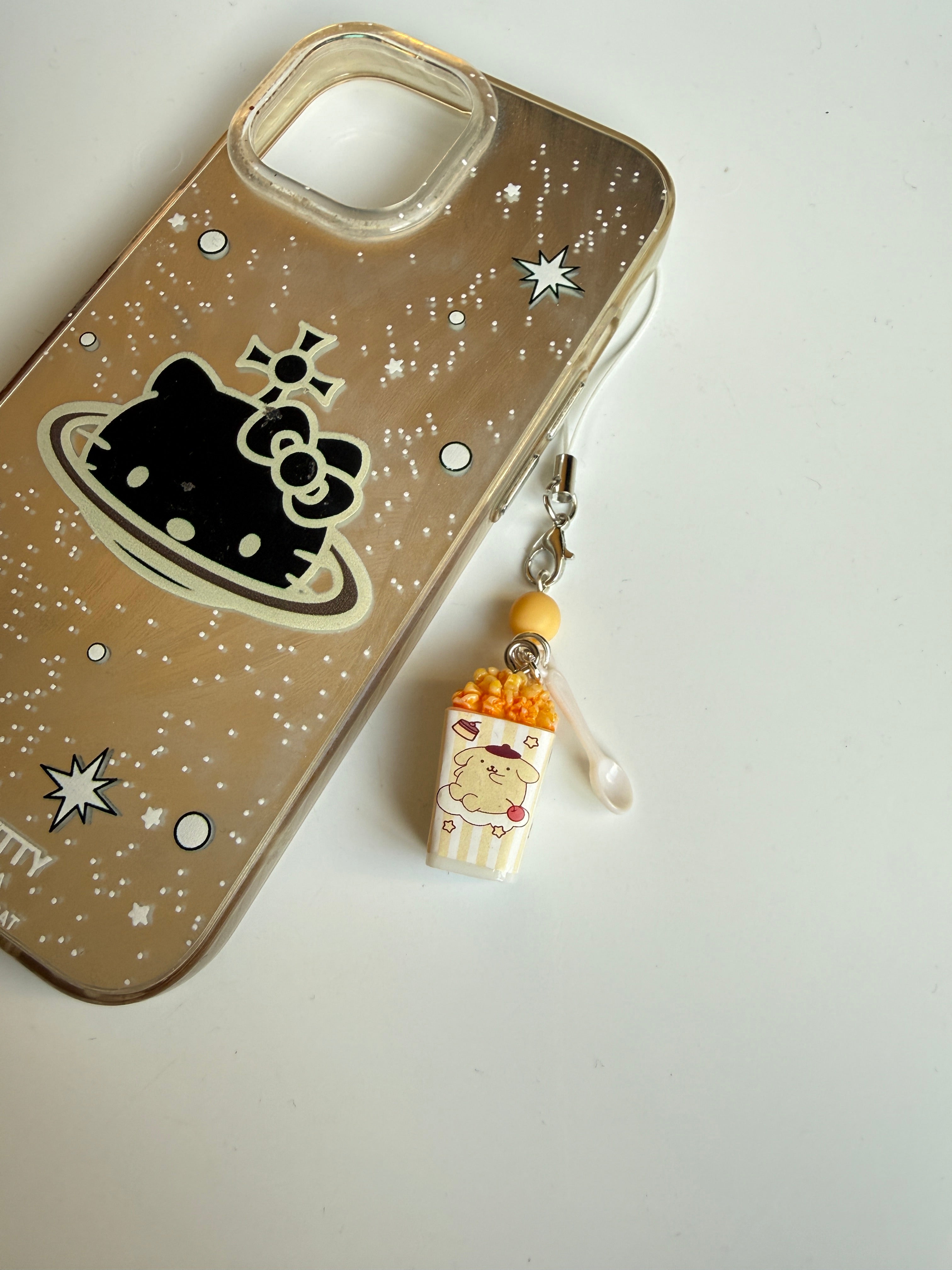 Sanrio Inspired Popcorn Phone Charms – Kuromi, Hello Kitty, Keroppi, Cinnamoroll Kawaii Popcorn Keychains, Cute Anime Bag Charm