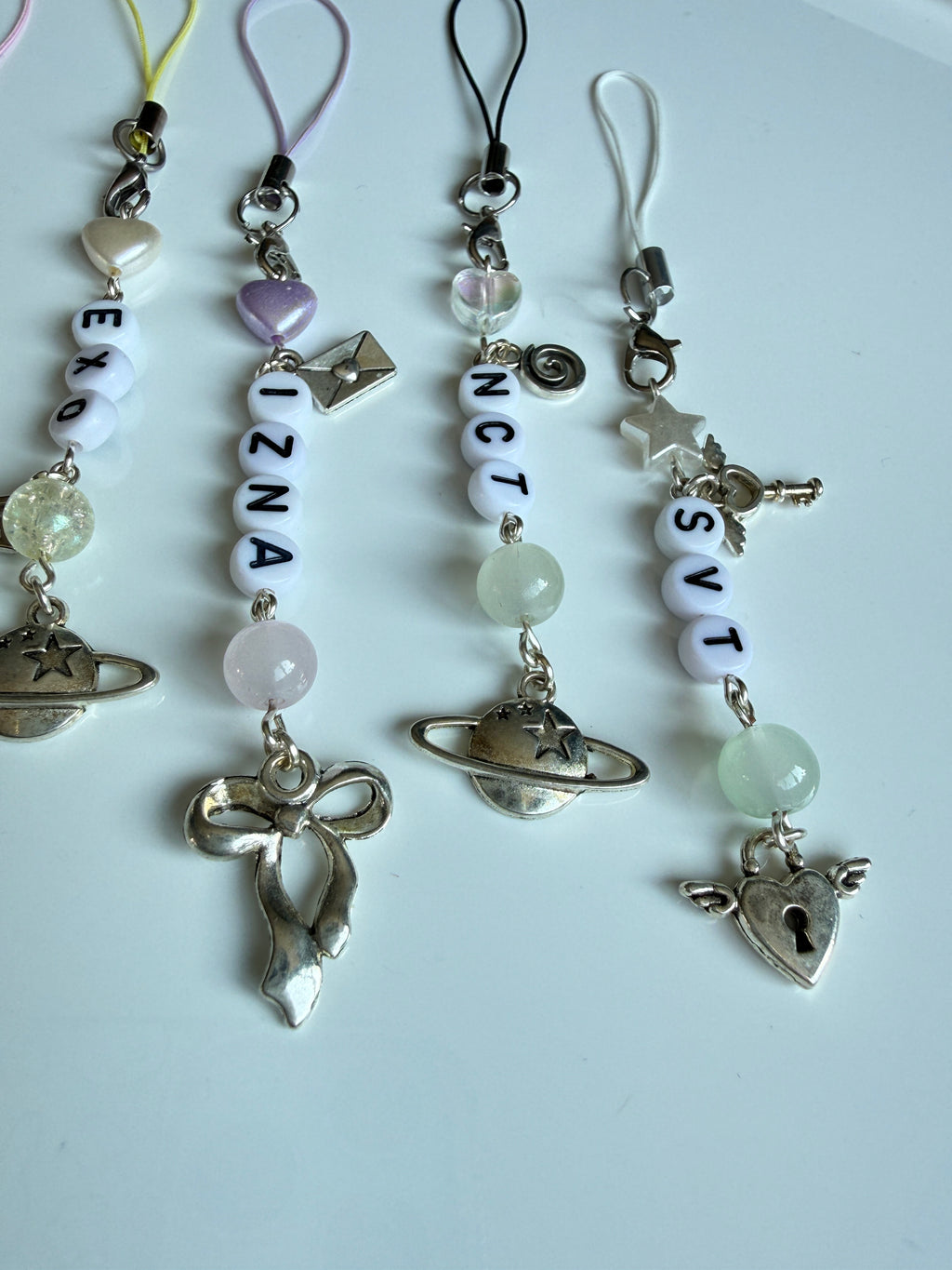 Handmade Kpop Group Phone Charms , Beaded phone charm, Kpop Bag Charm