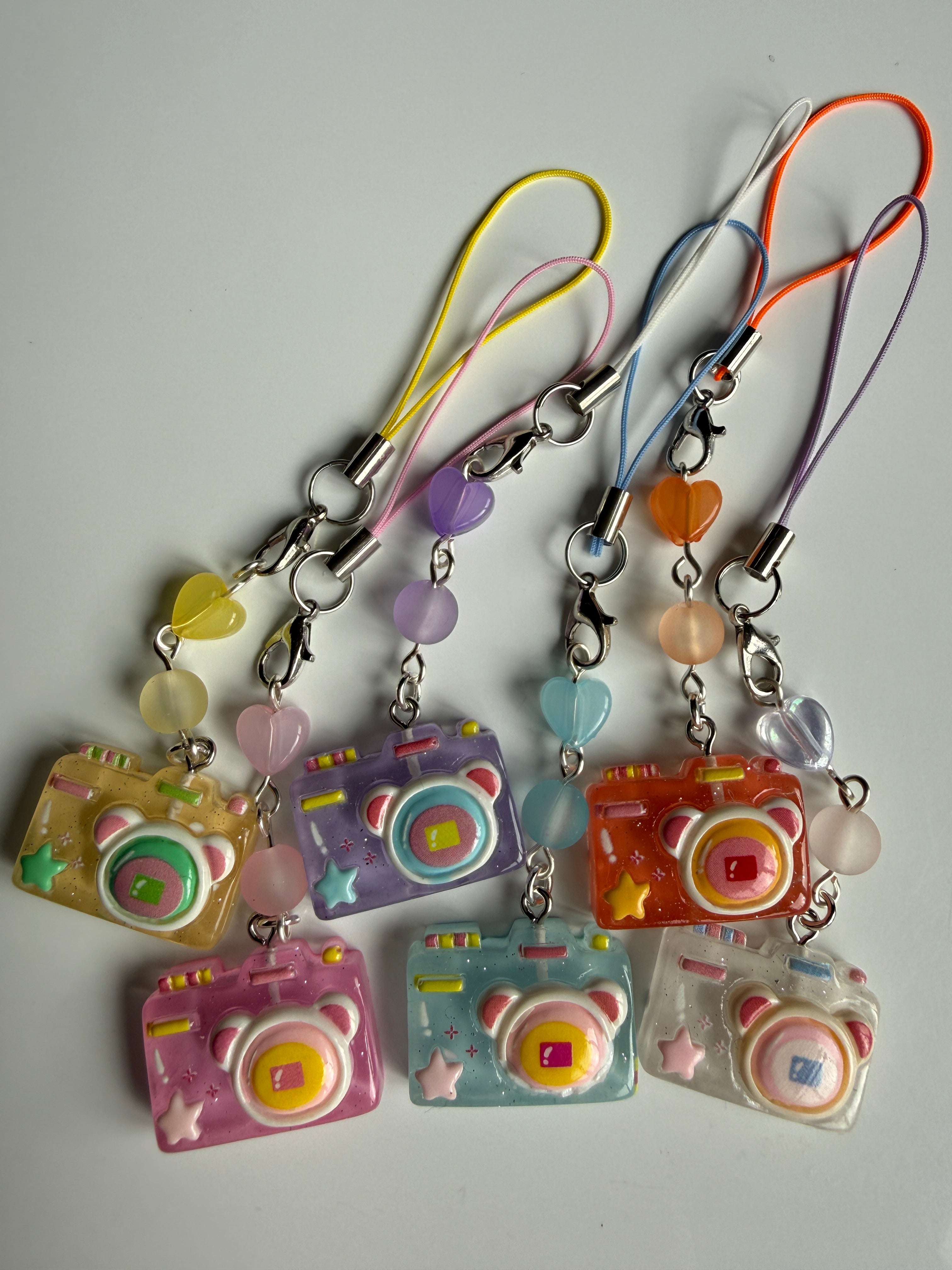 Kawaii Jelly Camera Phone Charm – Cute Pastel Beaded Strap | Handmade Y2K Harajuku Aesthetic Accessory