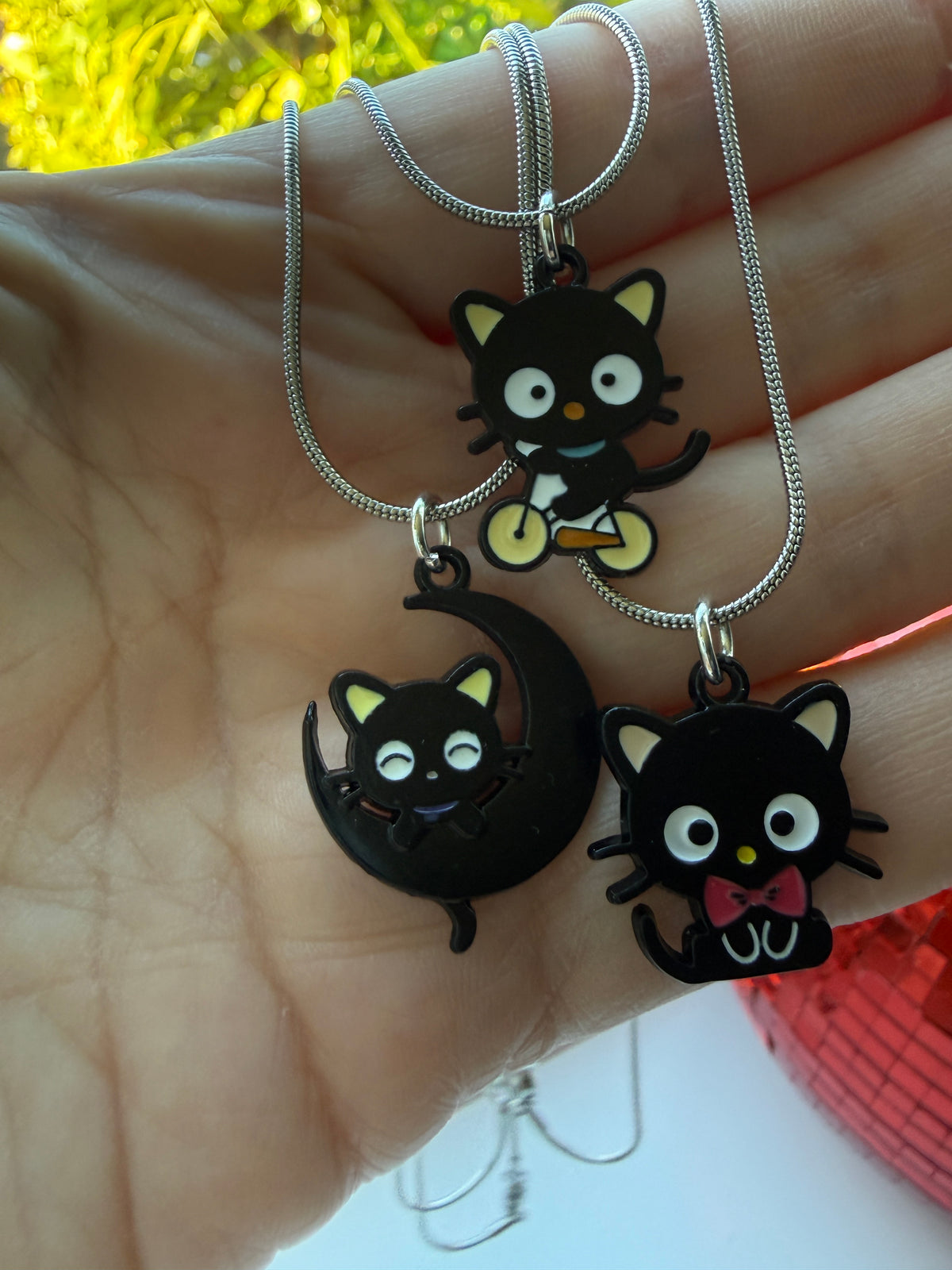 Kawaii Black Cat Charm Necklace – Stainless Steel Snake Chain