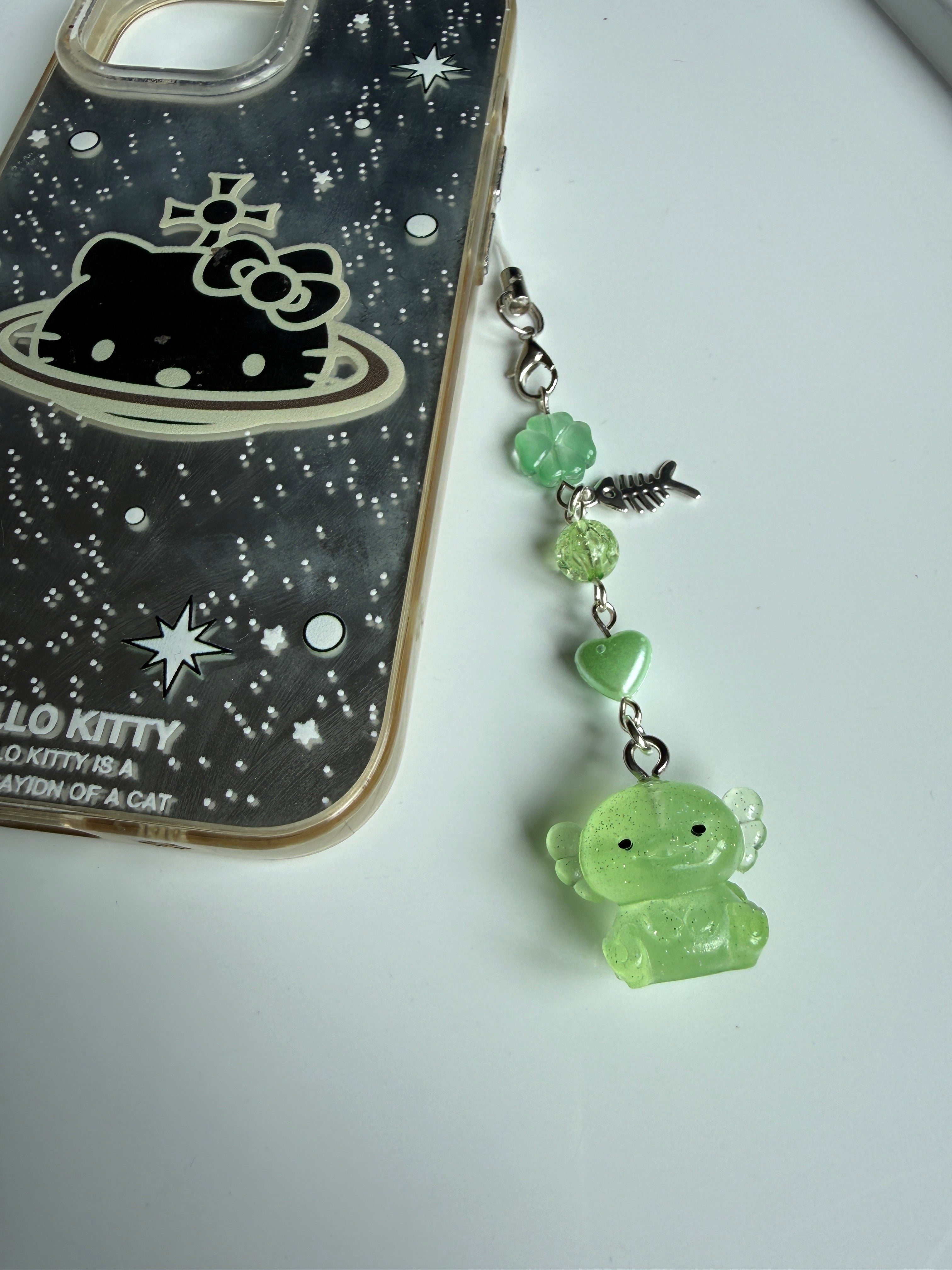 Handmade Glow-in-the-Dark Axolotl Phone Charm | Oceancore Collection