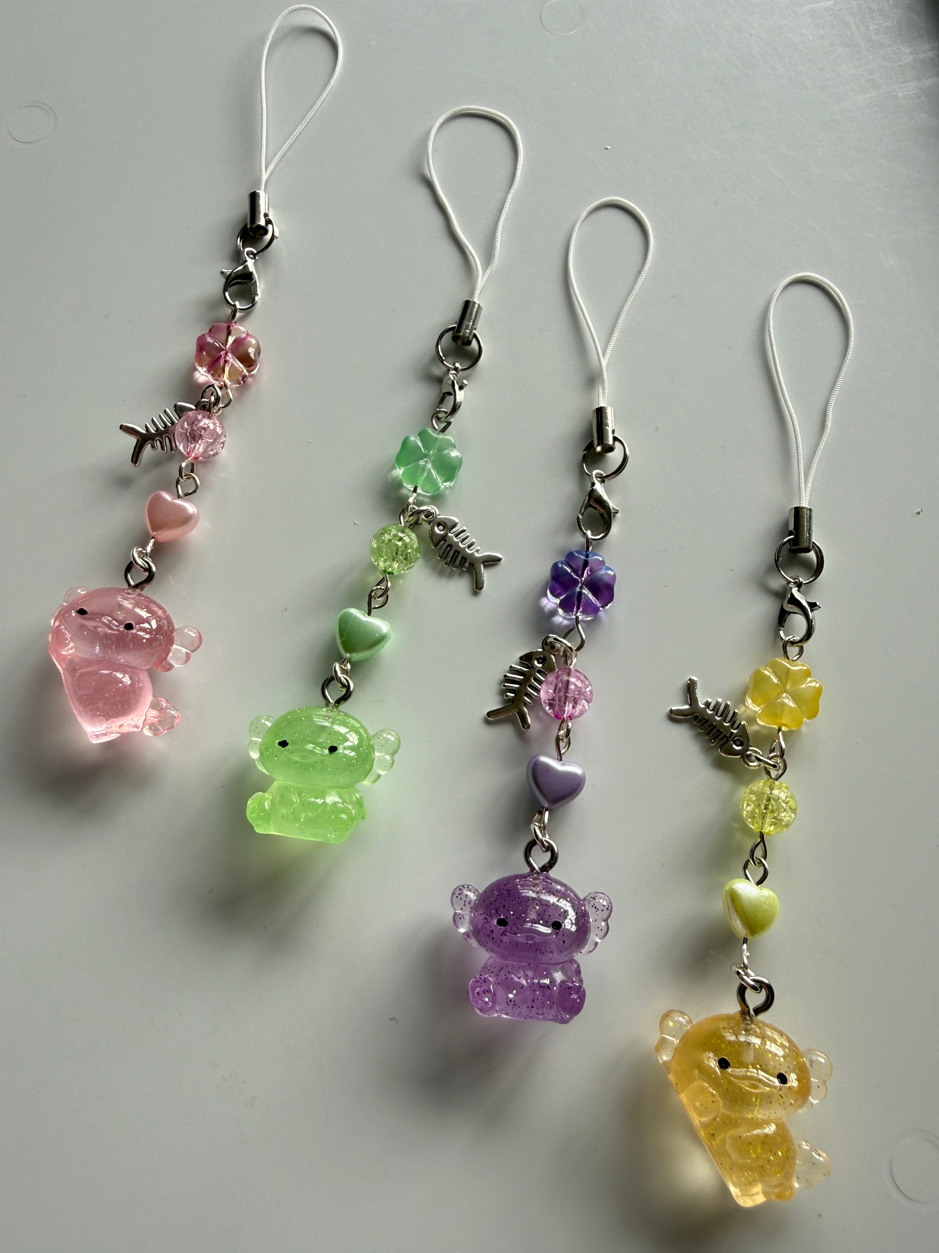 Handmade Glow-in-the-Dark Axolotl Phone Charm | Oceancore Collection