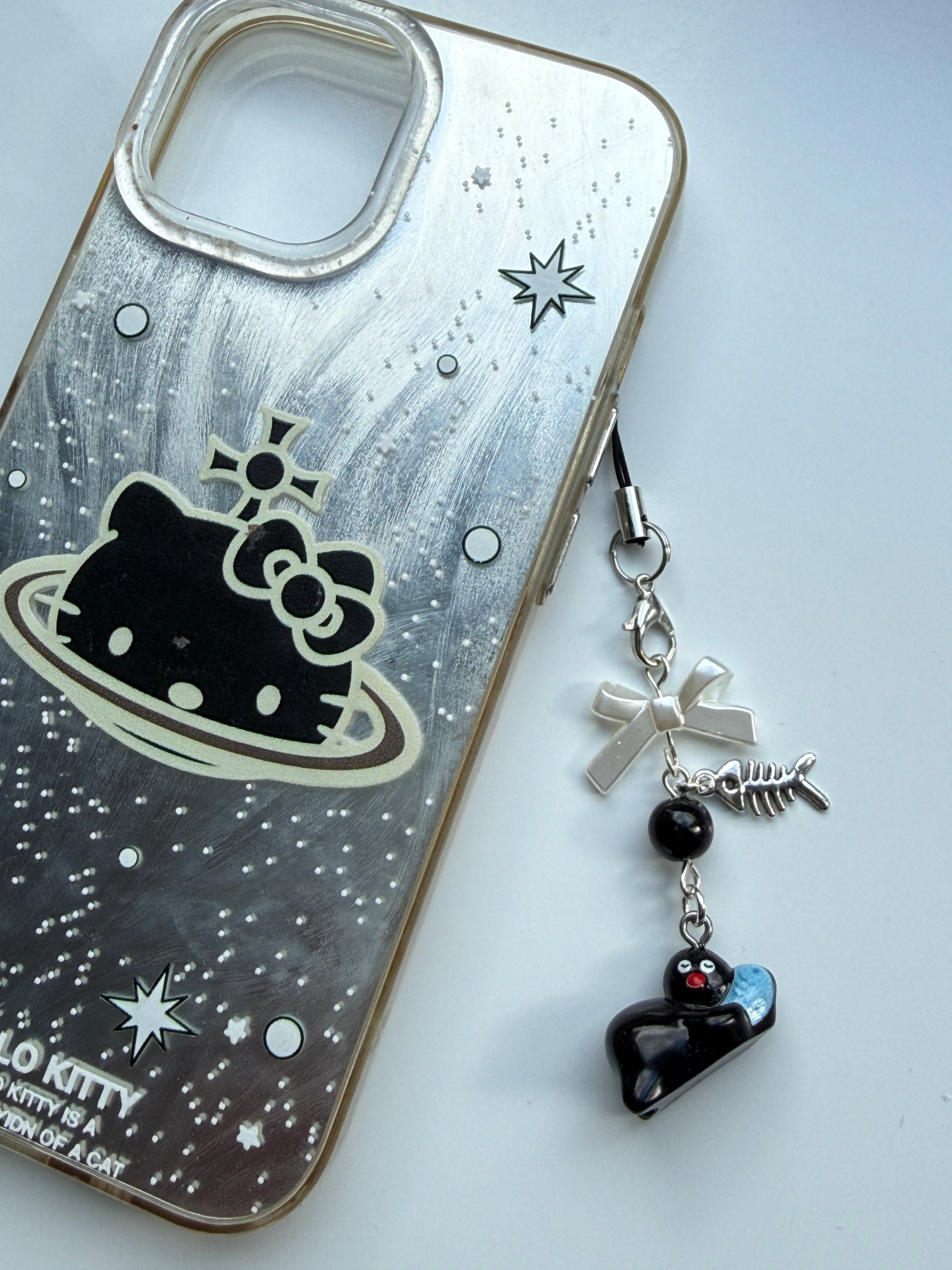 Handmade Pingu and Fish Inspired Phone Charm – Kawaii Y2K Mobile Strap