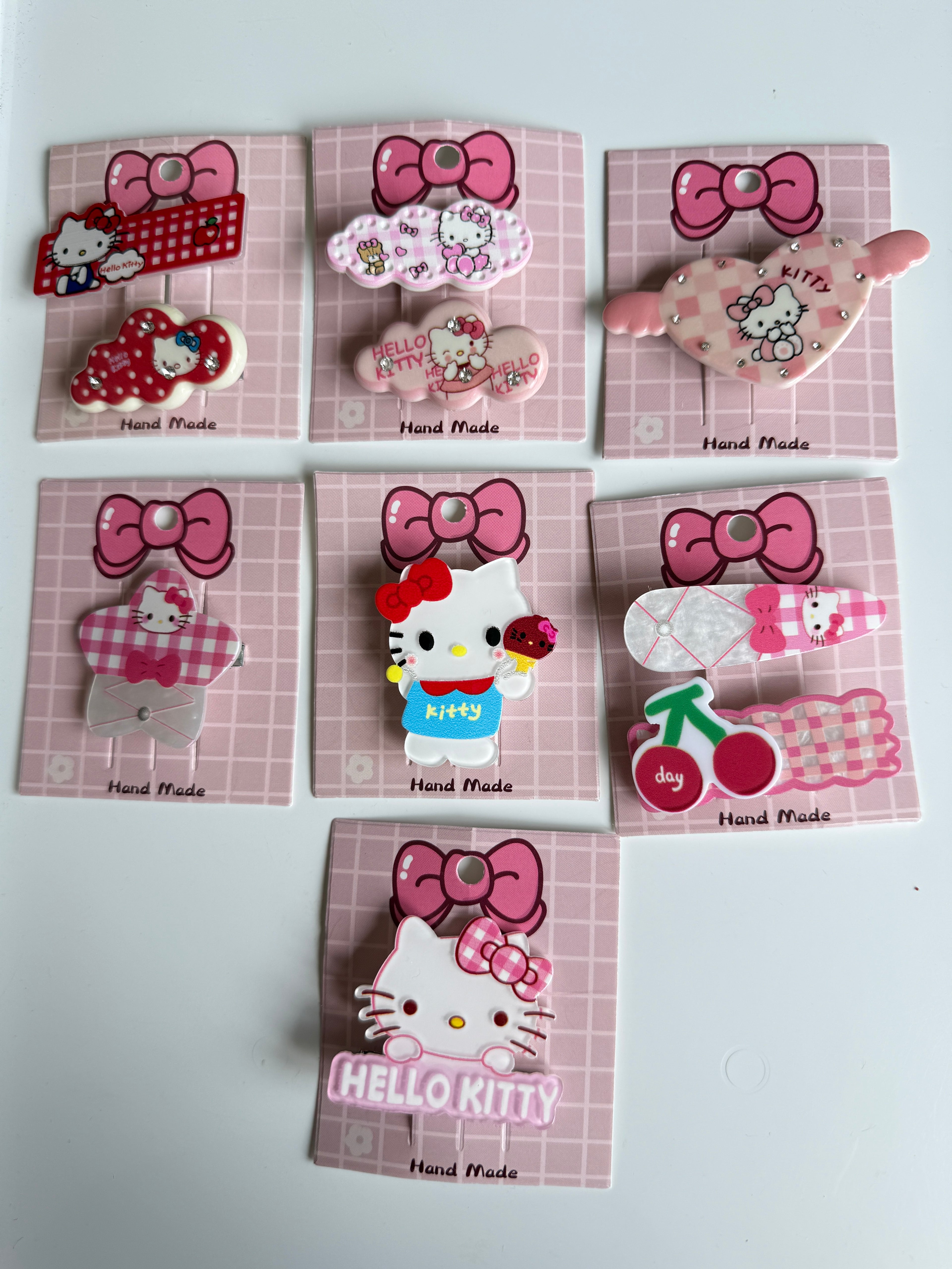 Super Cute Handmade Kawaii HK Hair Clips. kitty hair slides
