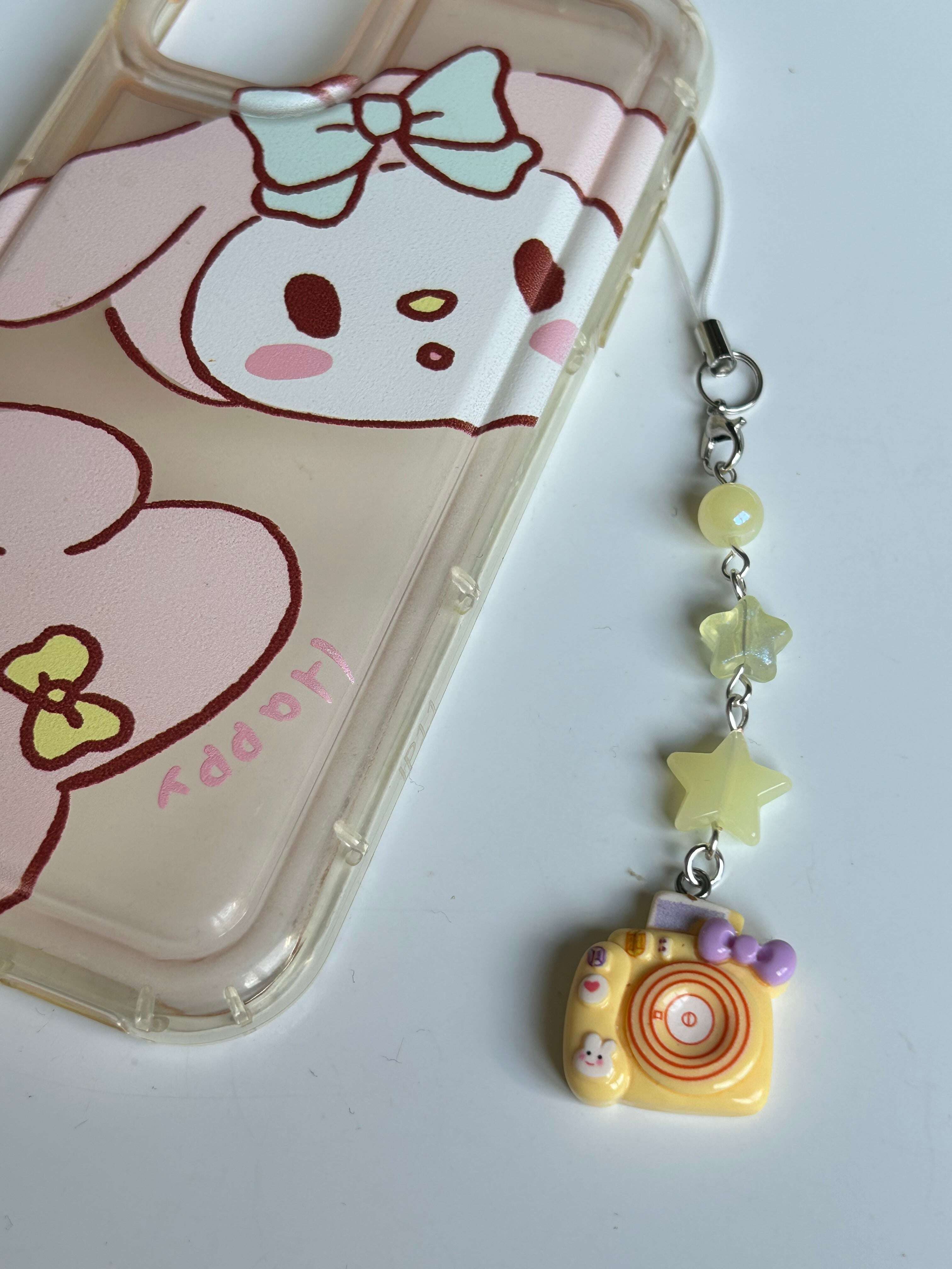 Cute and colourful kawaii Camera Phone charms Yellow