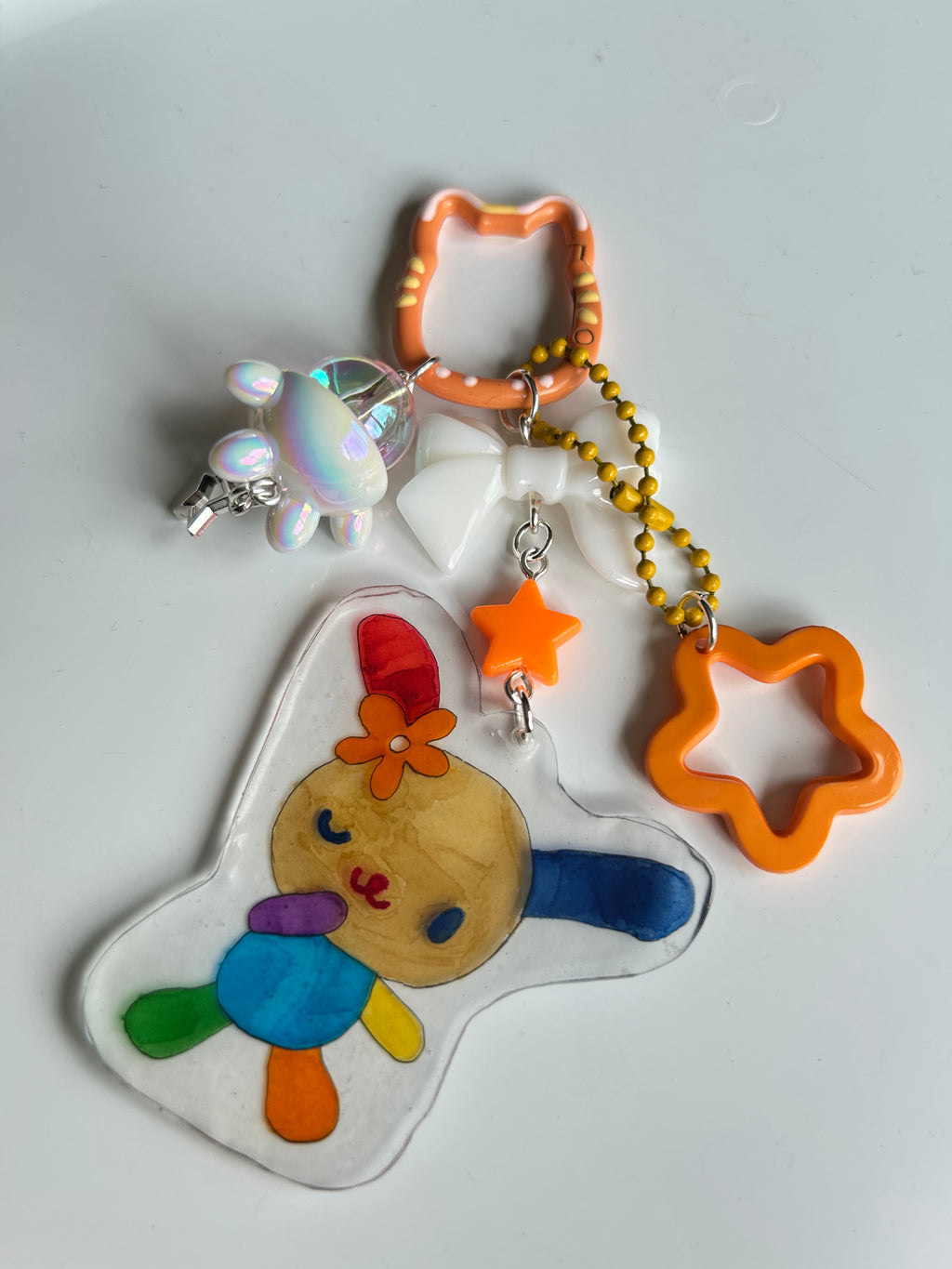 Handmade Usahana Shrinky Dink Junk Keychain