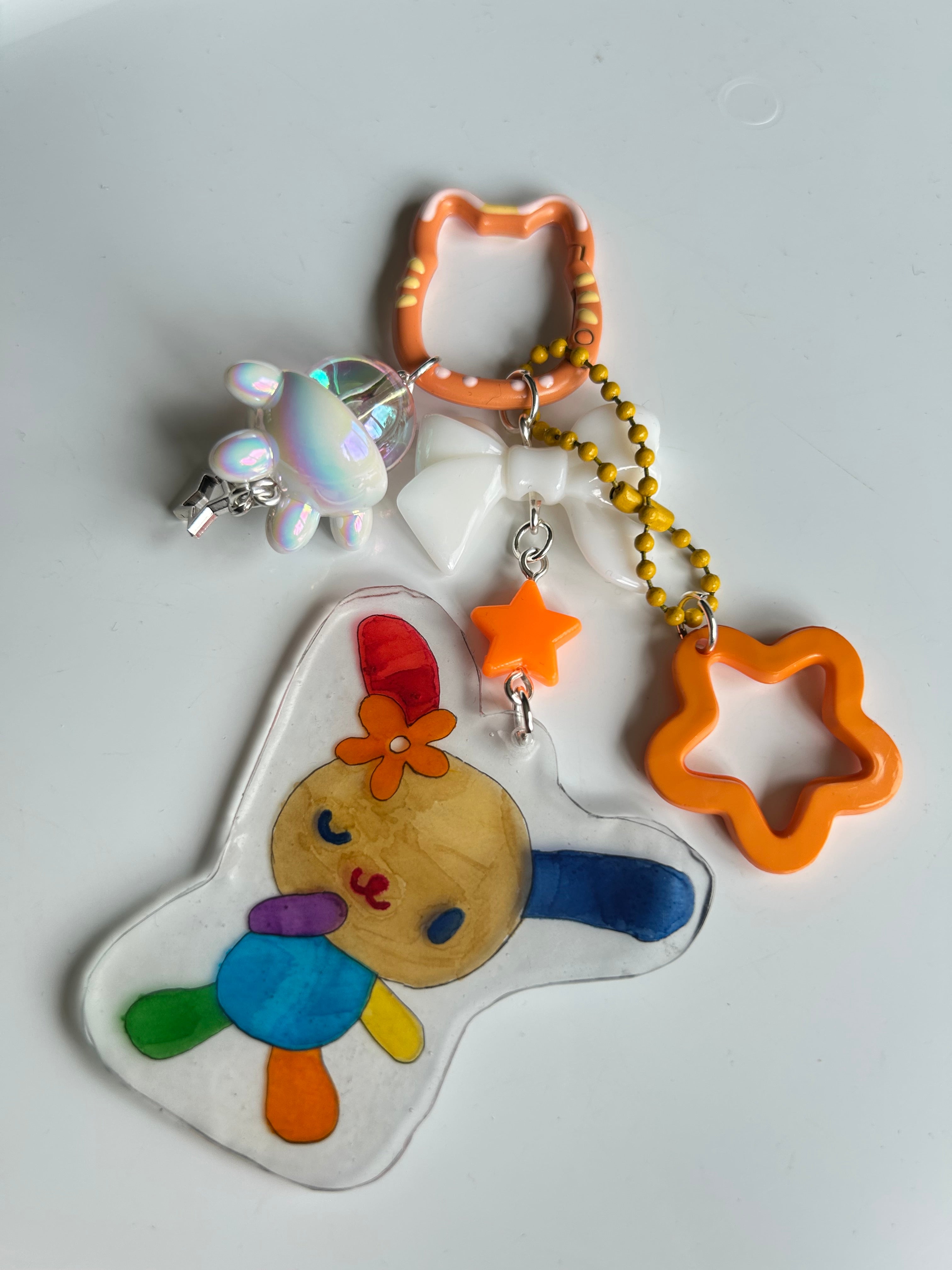 Handmade Usahana Shrinky Dink Junk Keychain