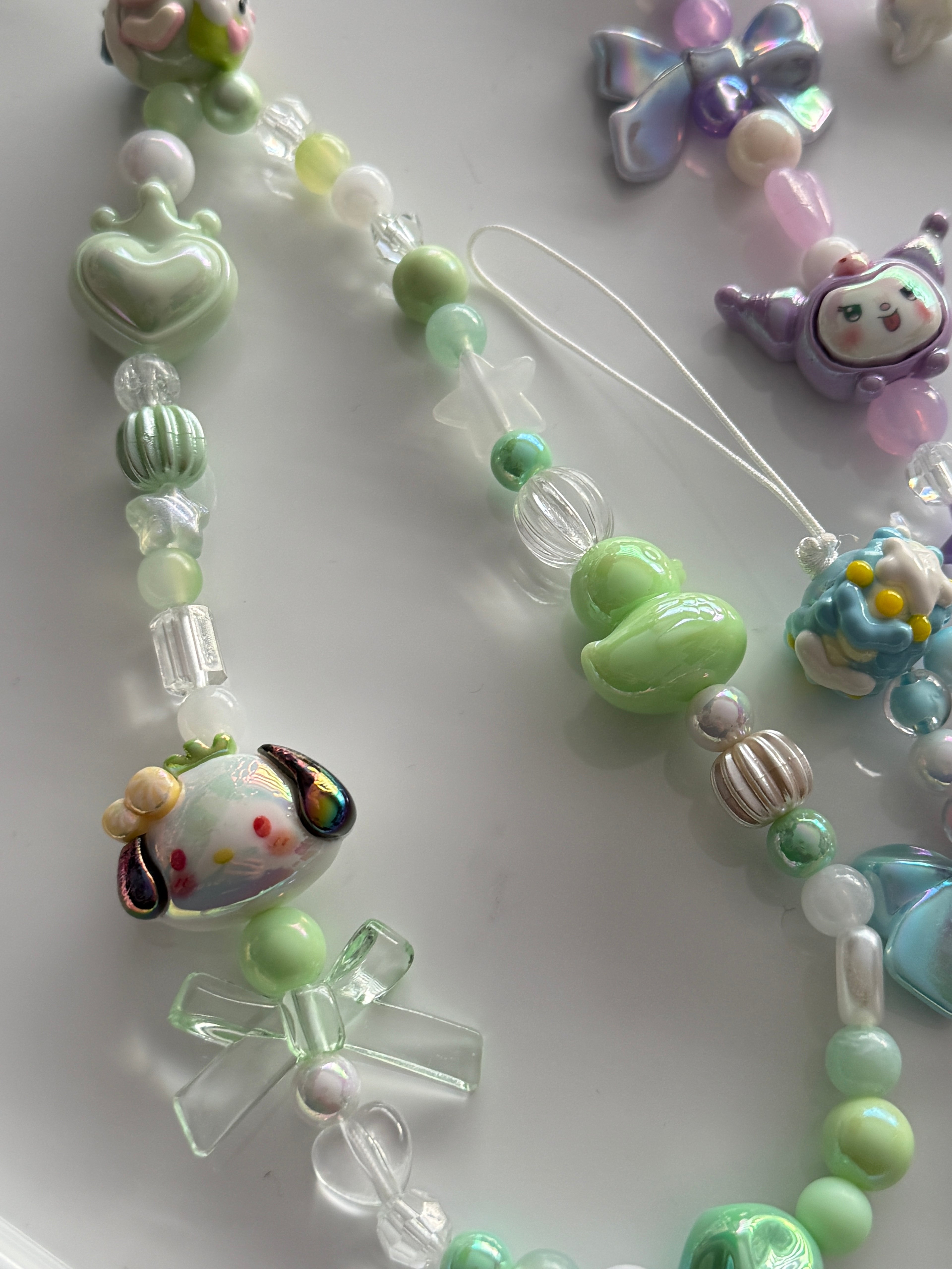 Kawaii Phone Charm | Pastel Queen of Hearts Beaded Strap | Cute Sanrio Inspired Y2K Mobile Accessory