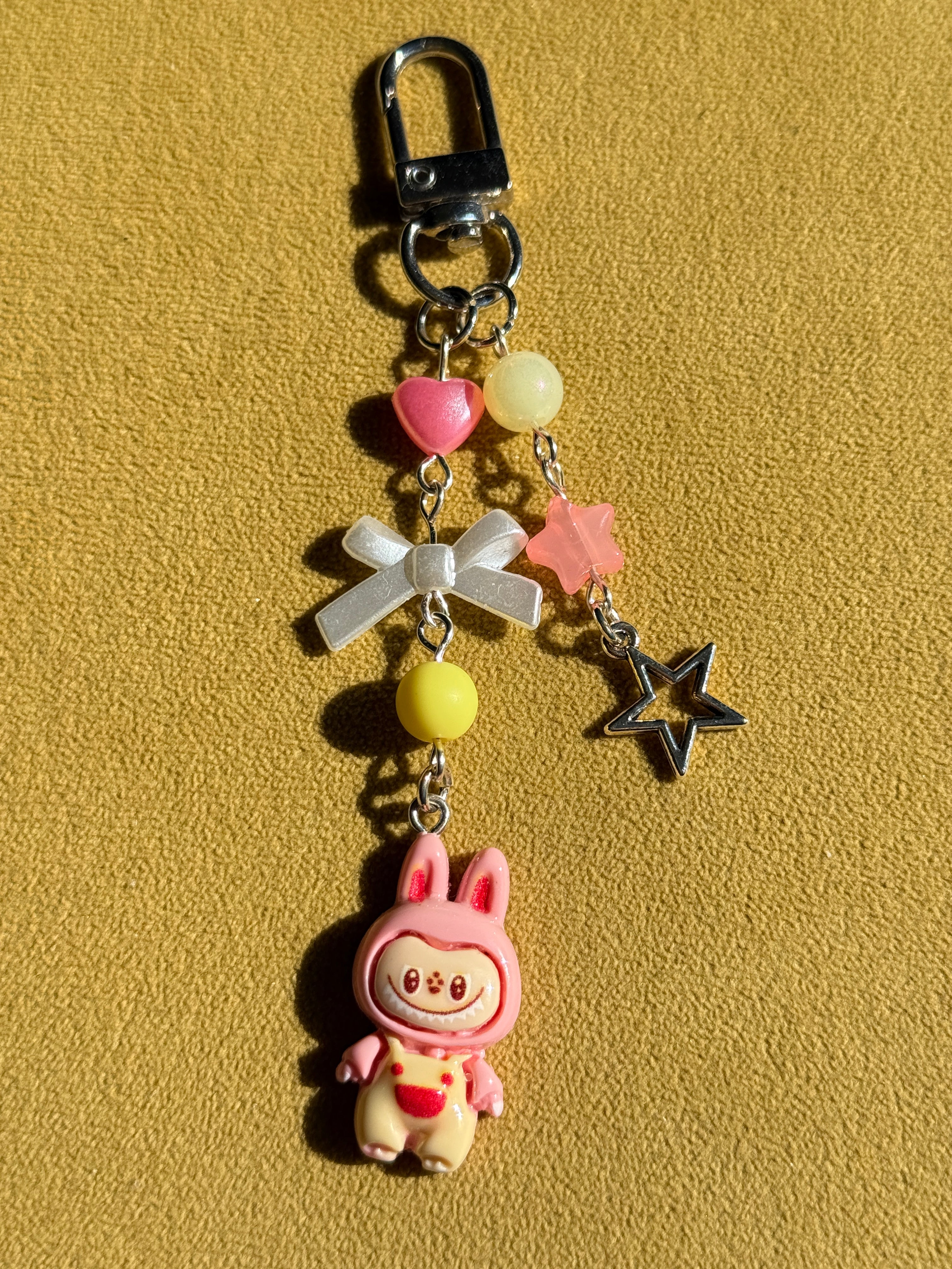 Labubu Inspired Keychain – Kawaii Monster Monster Charm, Pastel Beaded Bag Charm, Cute Y2K Coquette Accessory