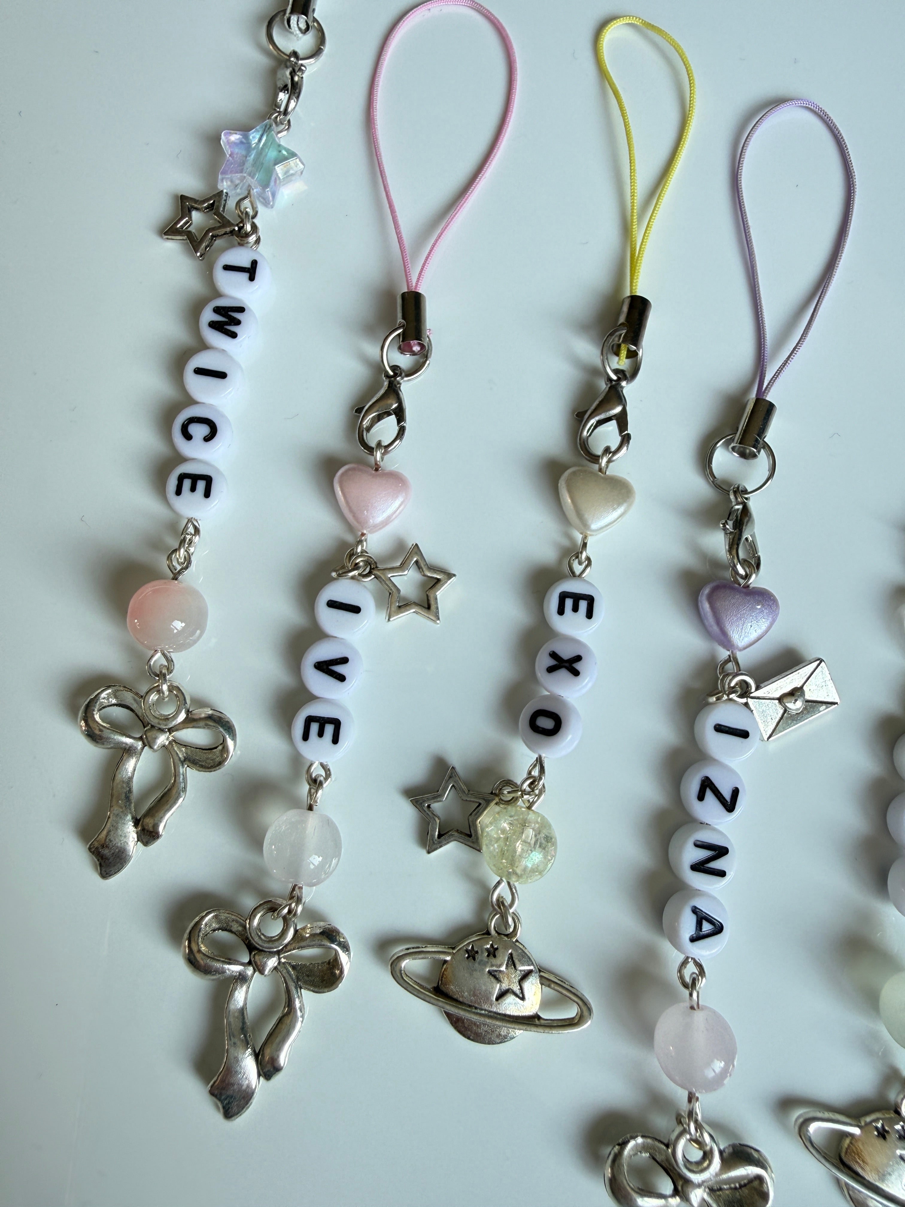 Handmade Kpop Group Phone Charms , Beaded phone charm, Kpop Bag Charm