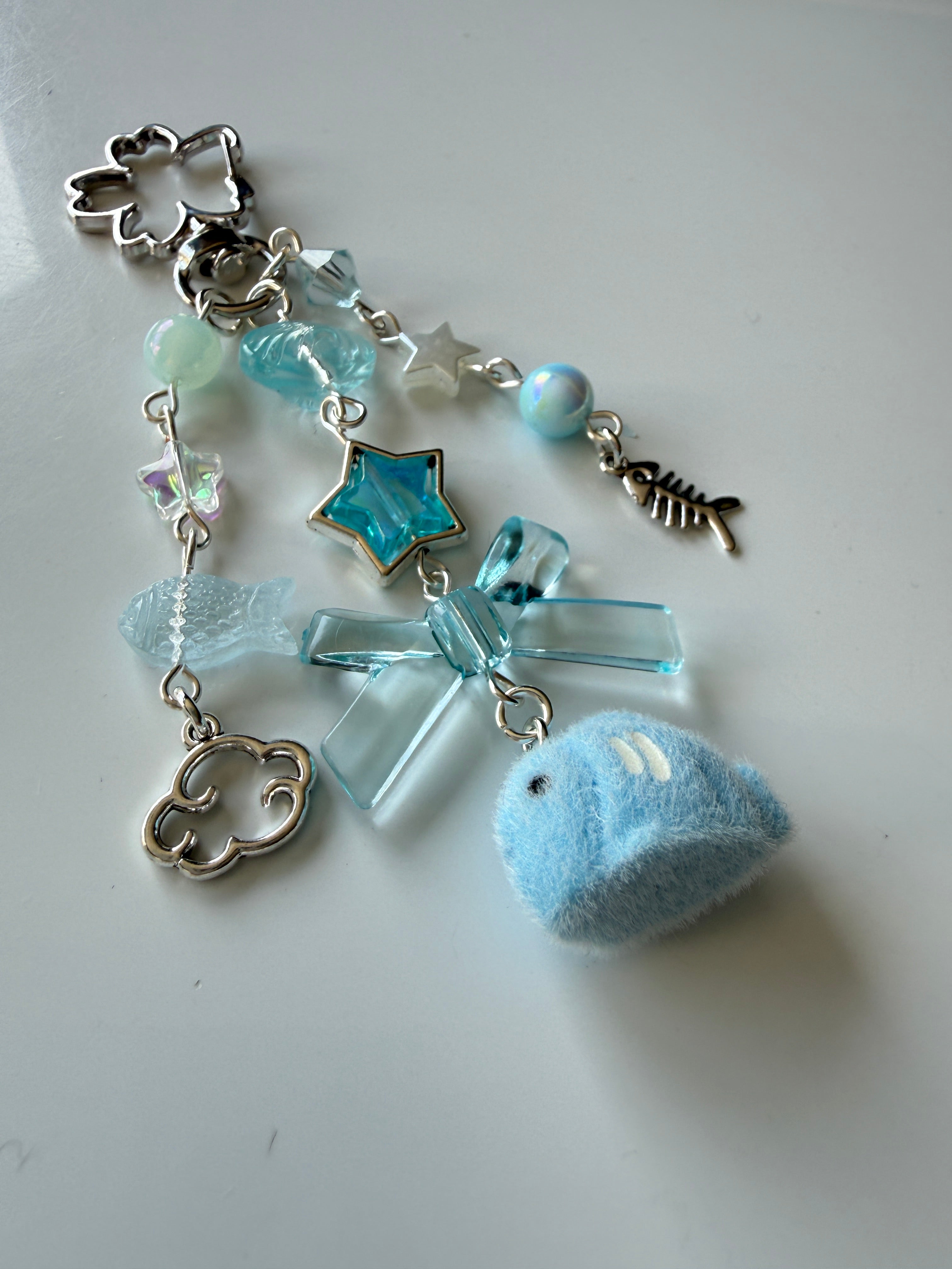 Bubbles the Blue Fish keychain | Chunky Ocean Collection | Fluffy Kawaii keychain