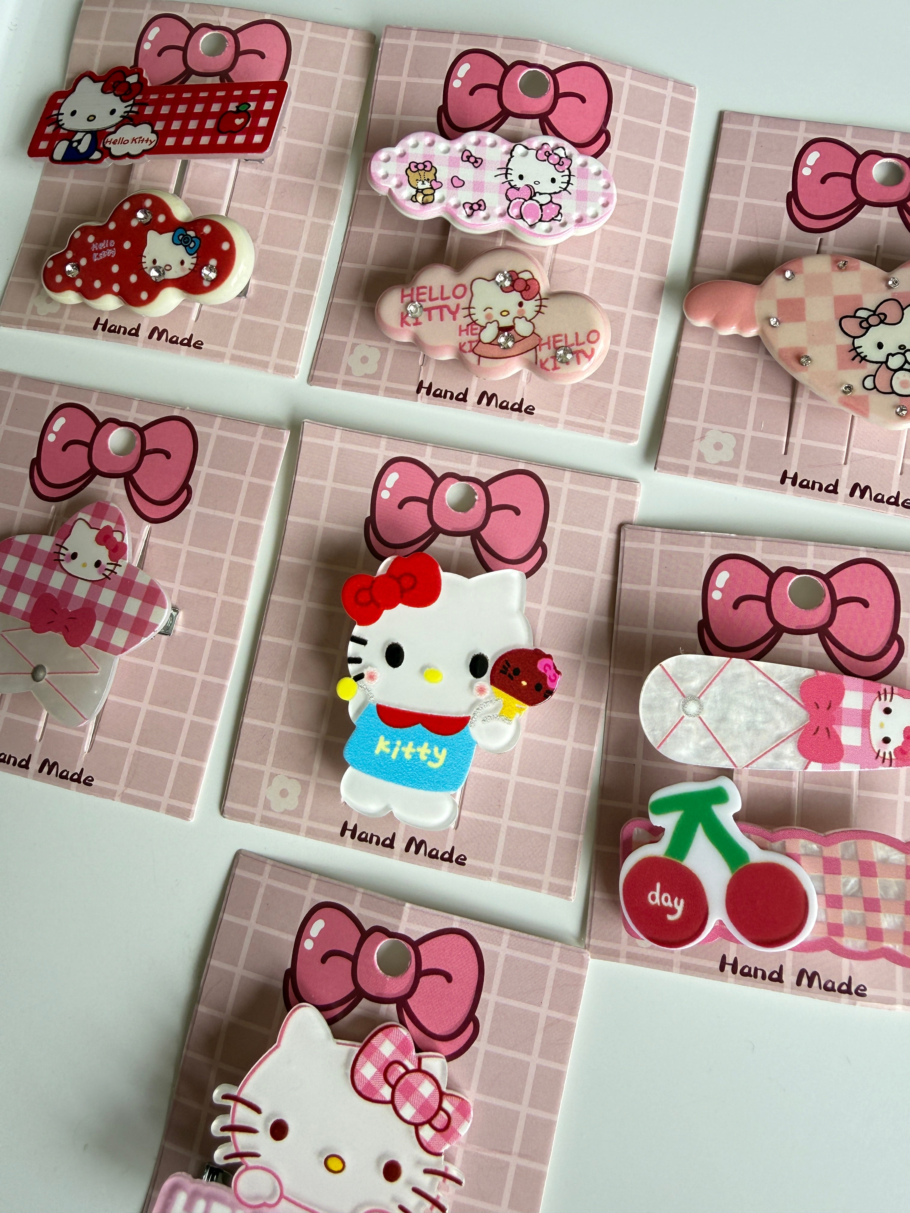 Super Cute Handmade Kawaii HK Hair Clips. kitty hair slides