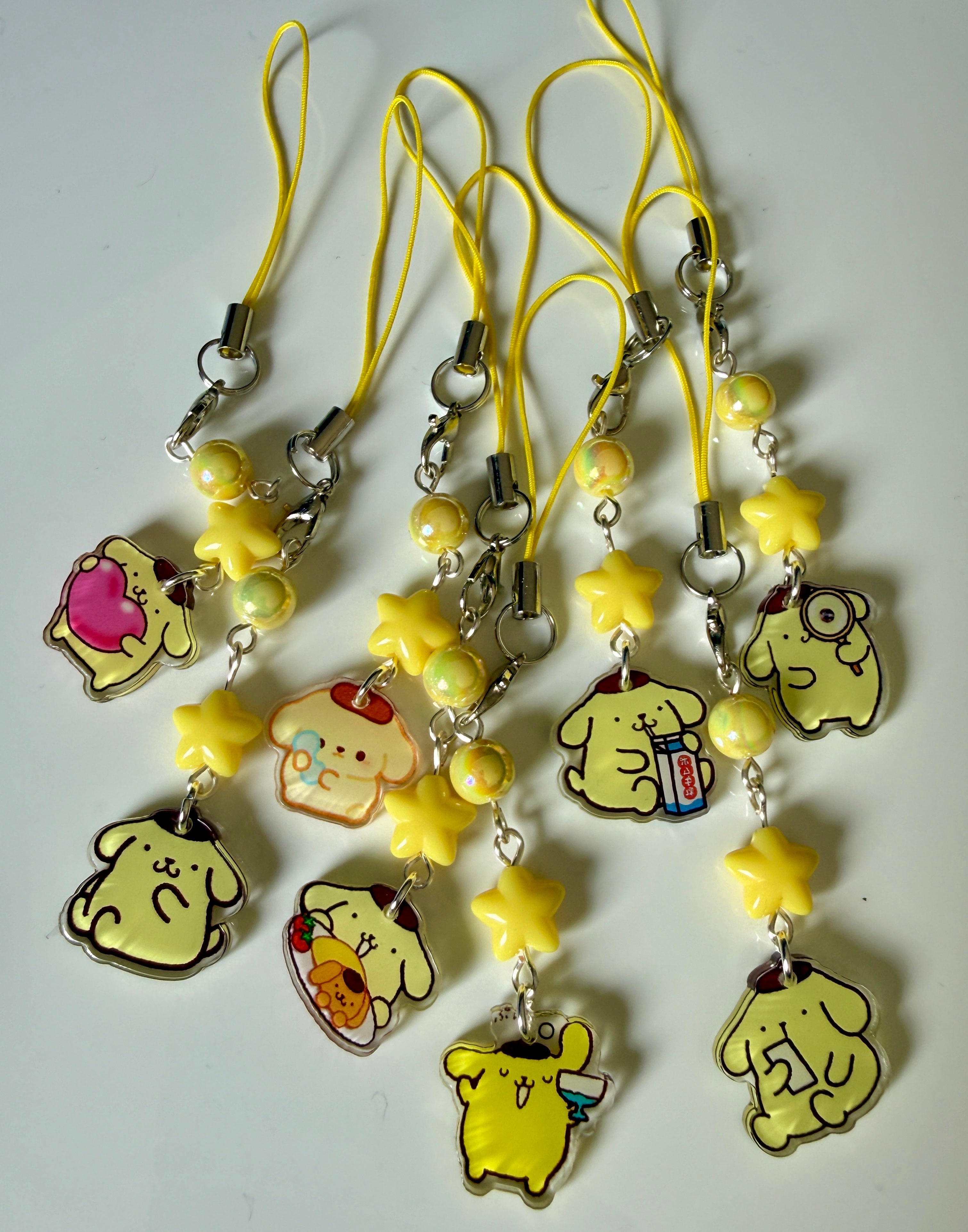 Pompompurin Phone Charm | Kawaii Beaded Phone Strap, Cute Pastel Bag Charm
