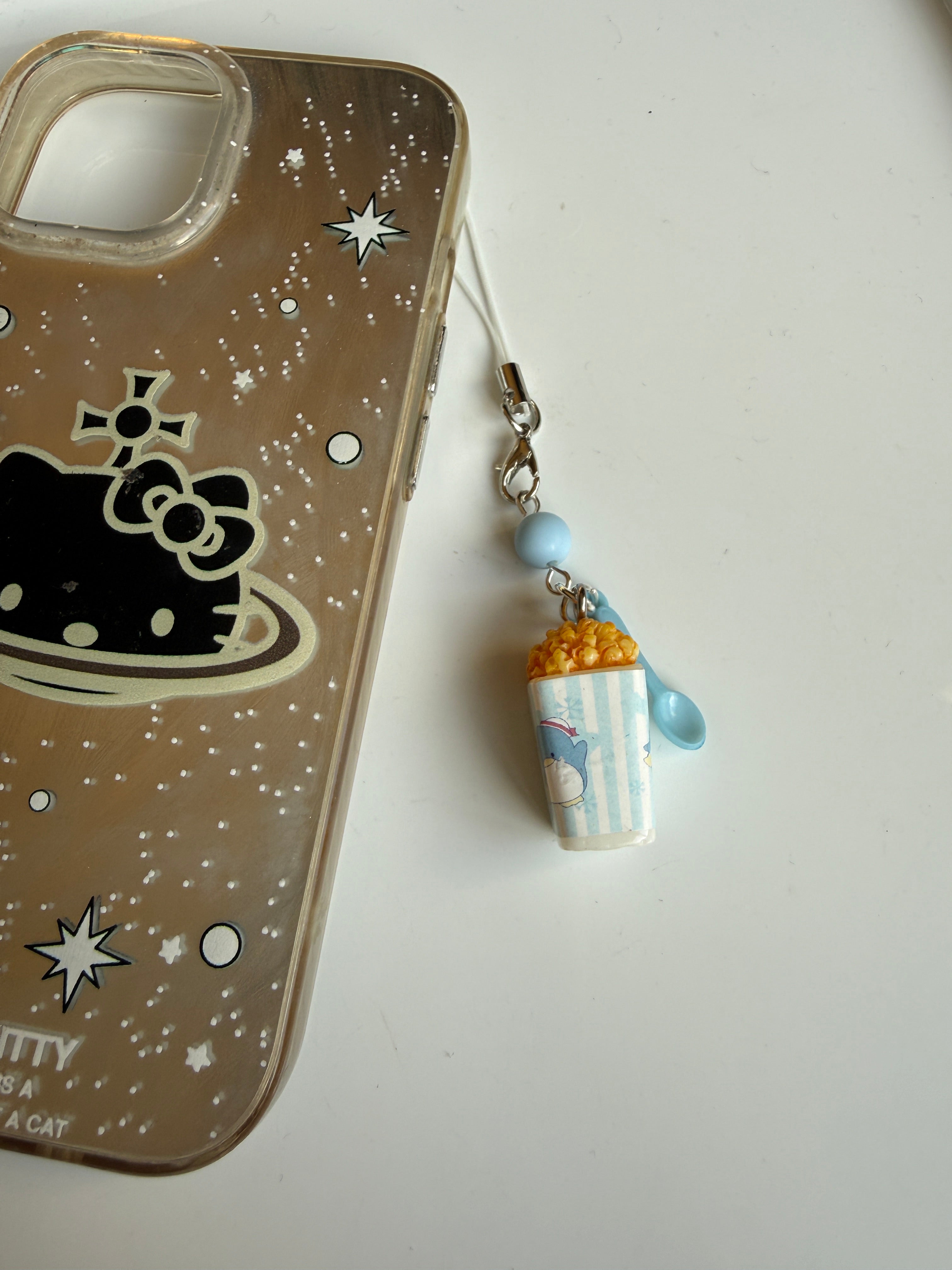 Sanrio Inspired Popcorn Phone Charms – Kuromi, Hello Kitty, Keroppi, Cinnamoroll Kawaii Popcorn Keychains, Cute Anime Bag Charm