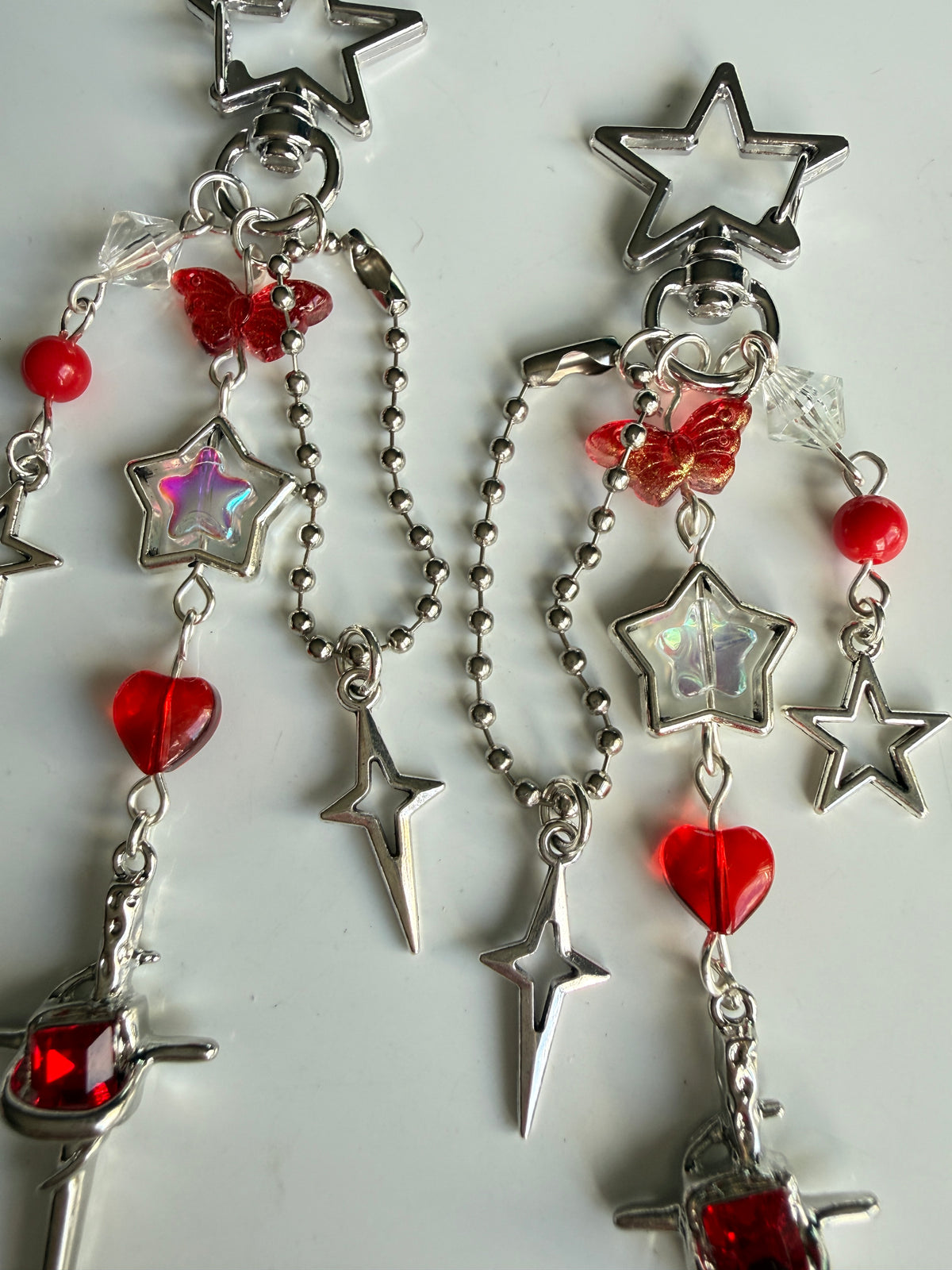 Scarlet Star Celestial Sword Bag Charm – Red & Silver