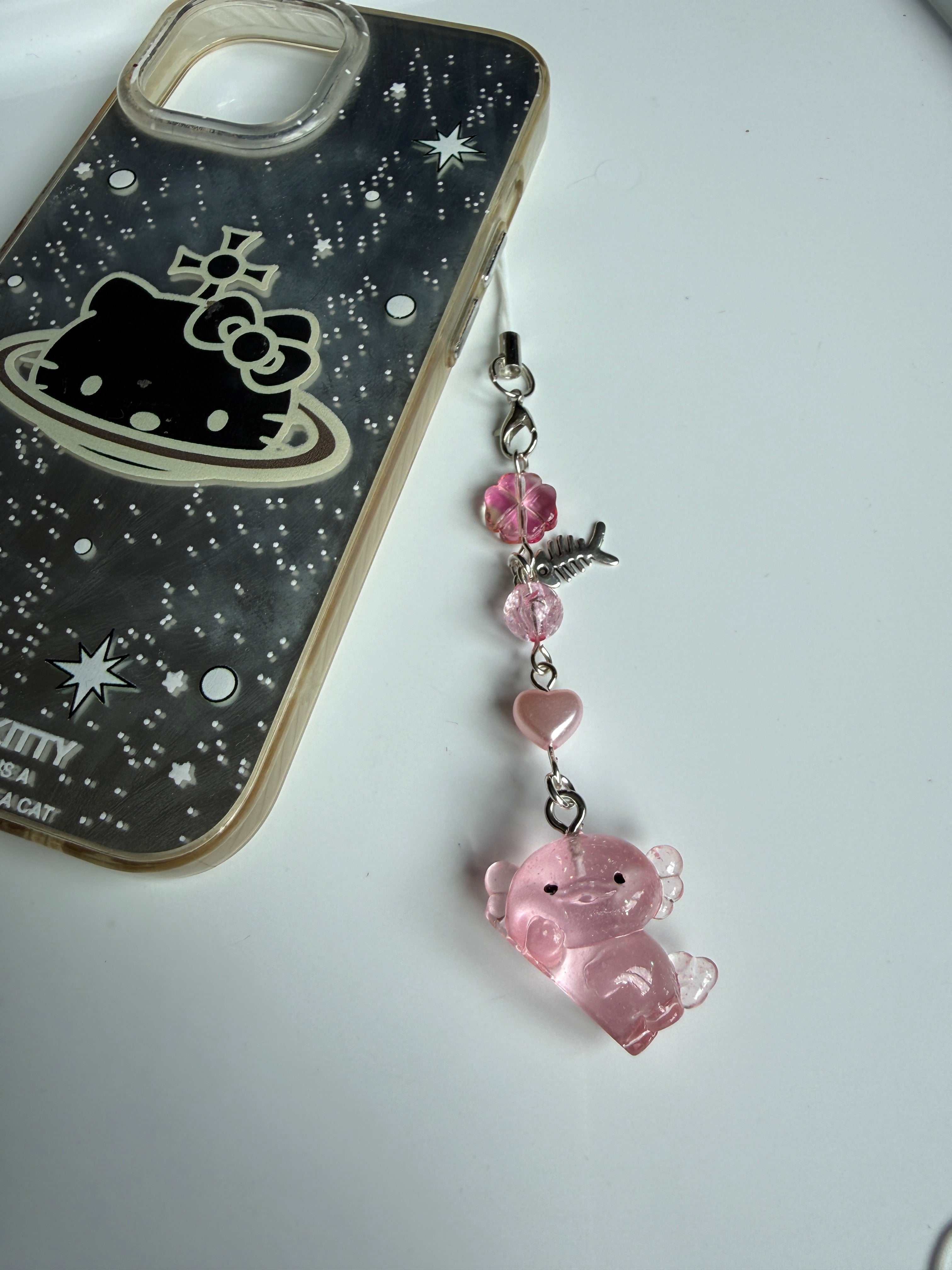 Handmade Glow-in-the-Dark Axolotl Phone Charm | Oceancore Collection