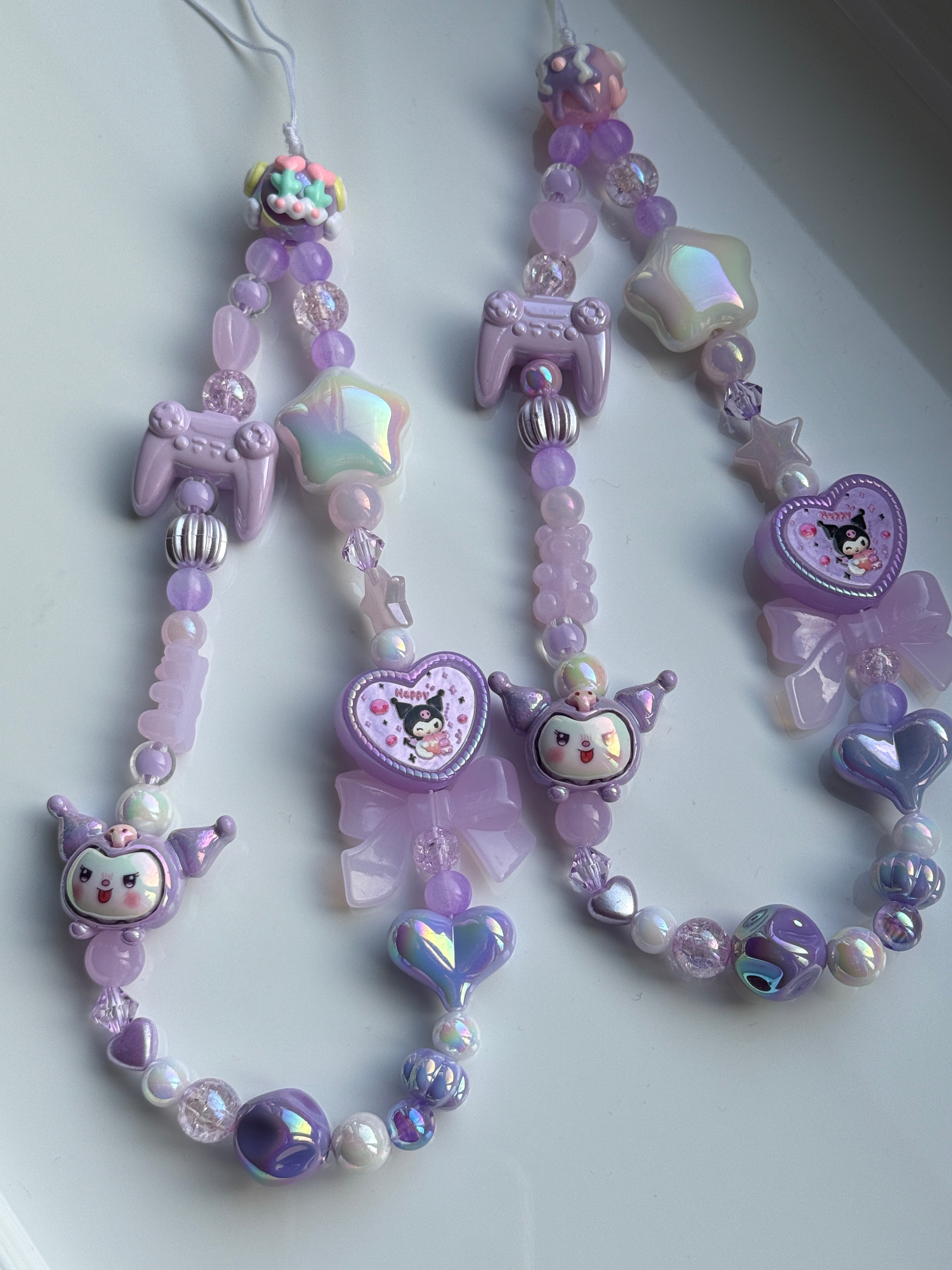 Kuromi Gamer Girl Charm – Kawaii Purple Phone Strap