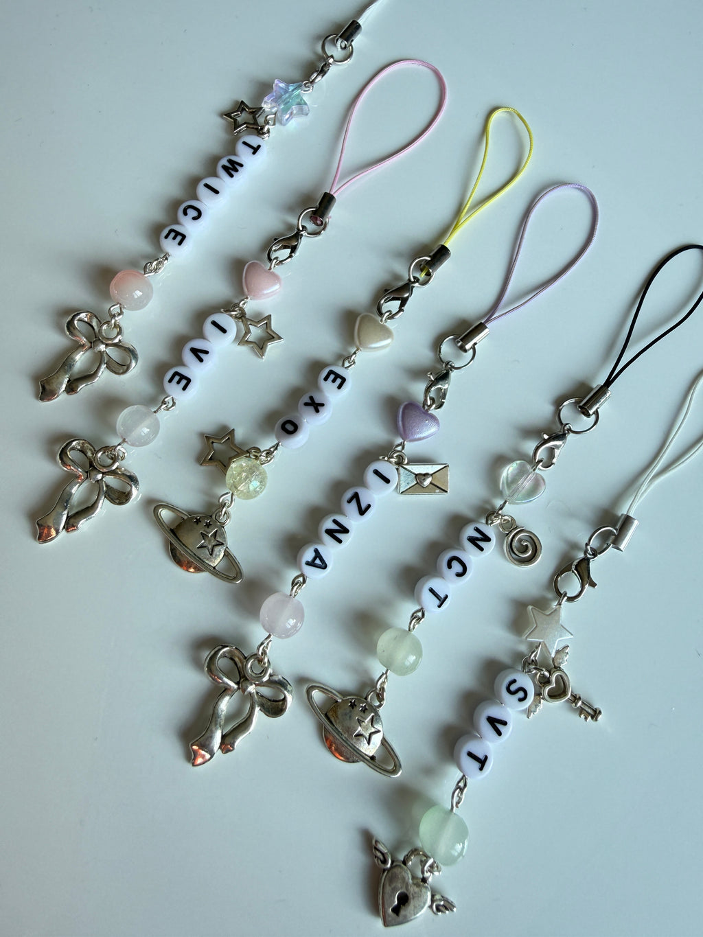 Handmade Kpop Group Phone Charms , Beaded phone charm, Kpop Bag Charm