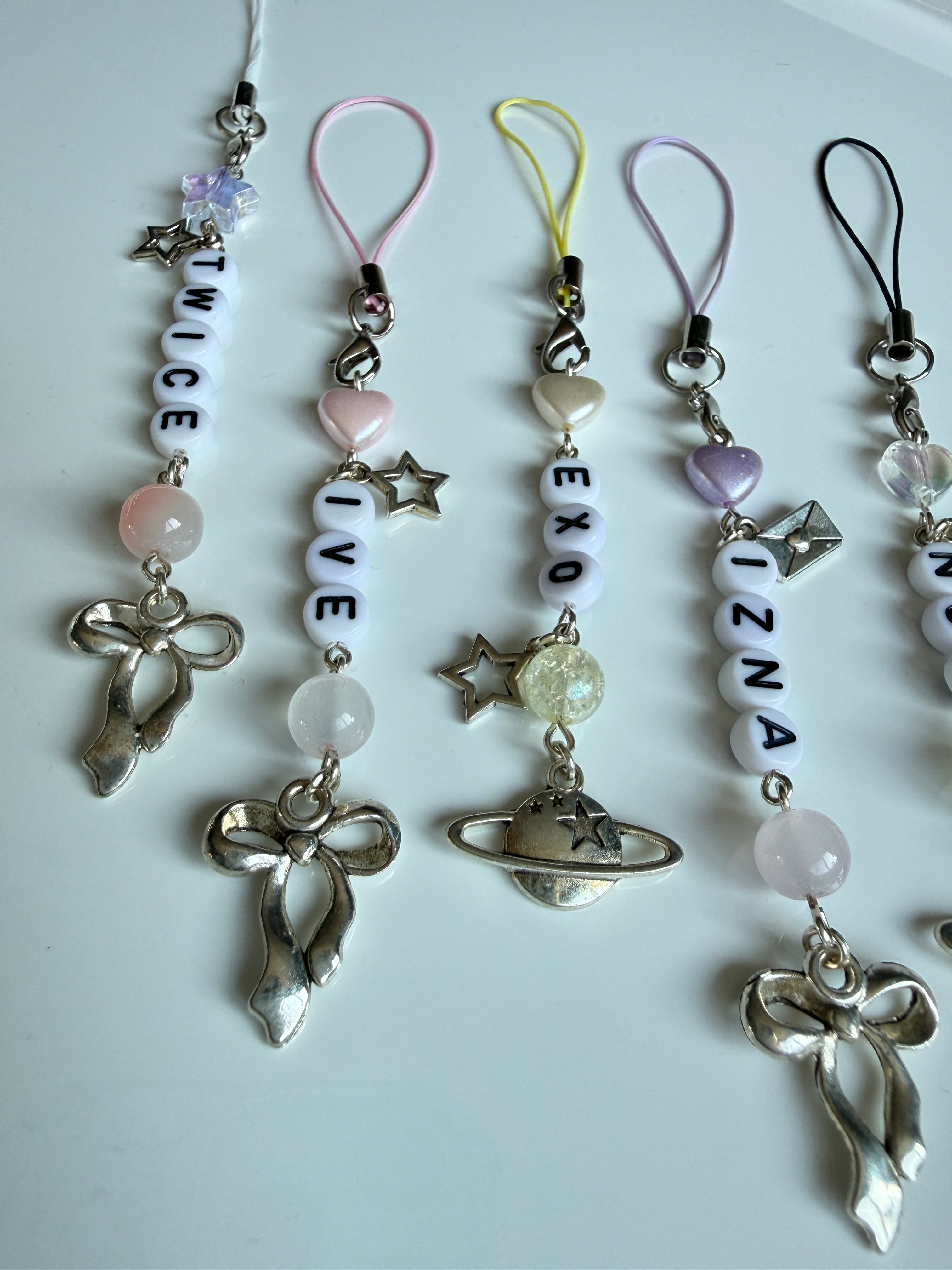 Handmade Kpop Group Phone Charms , Beaded phone charm, Kpop Bag Charm