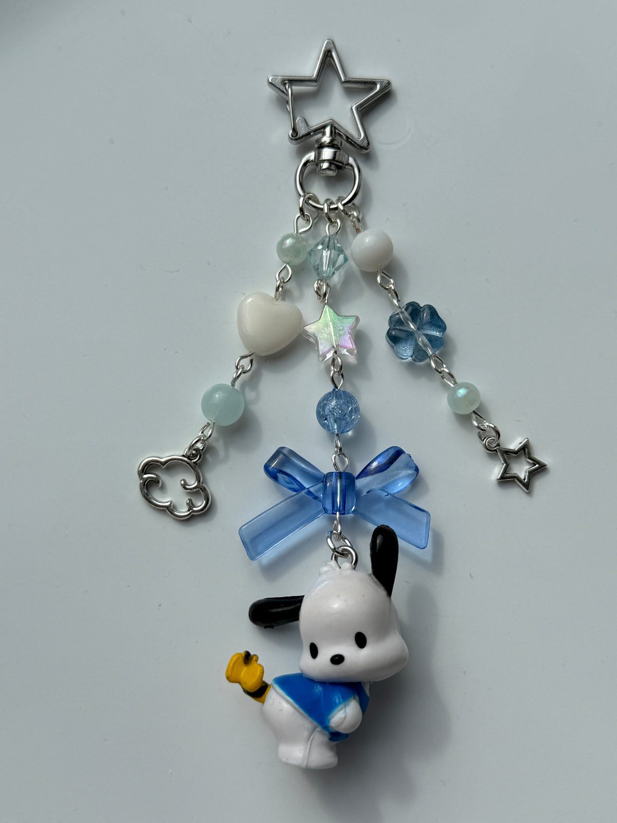 Kawaii Pochacco Beaded Keychain 🎀⭐ | Pastel Bow Bag Charm