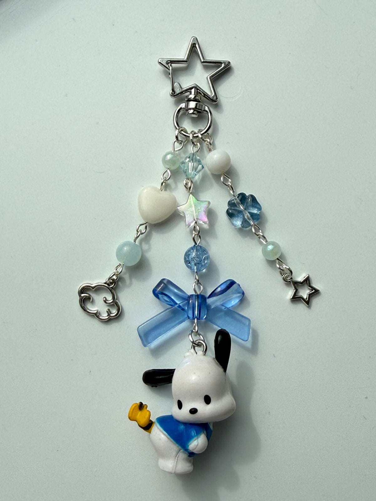 Kawaii Pochacco Beaded Keychain 🎀⭐ | Pastel Bow Bag Charm