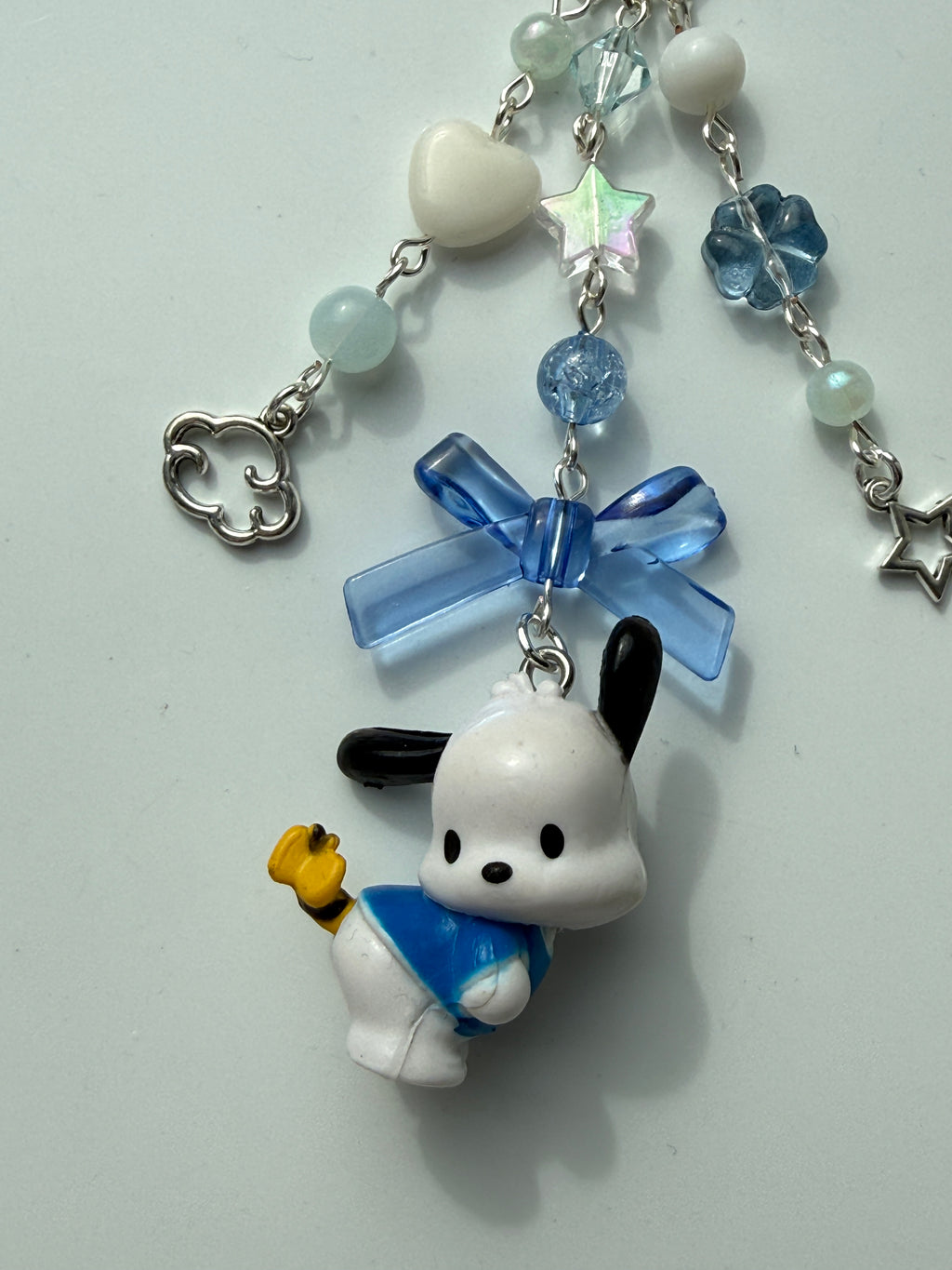 Kawaii Pochacco Beaded Keychain 🎀⭐ | Pastel Bow Bag Charm