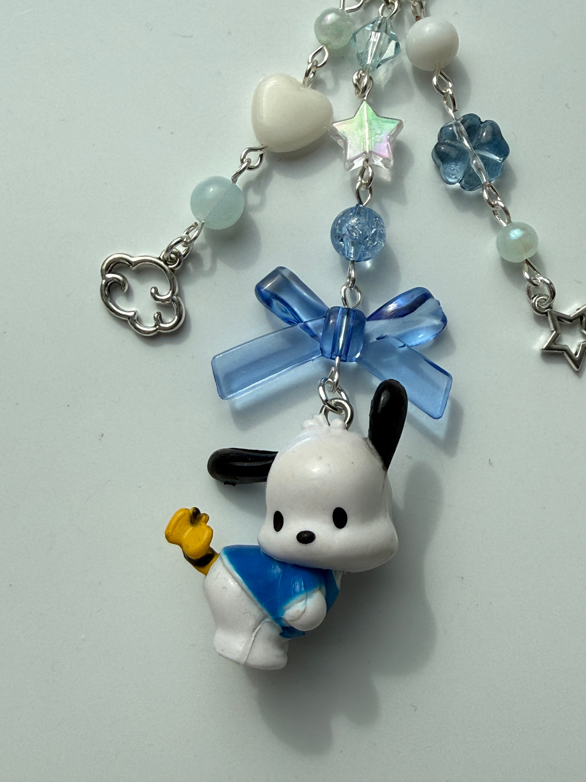 Kawaii Pochacco Beaded Keychain 🎀⭐ | Pastel Bow Bag Charm