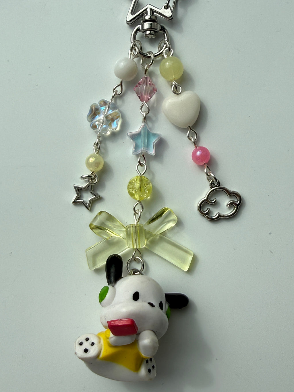 Kawaii Pochacco Beaded Keychain 🎀⭐ | Pastel Bow Bag Charm