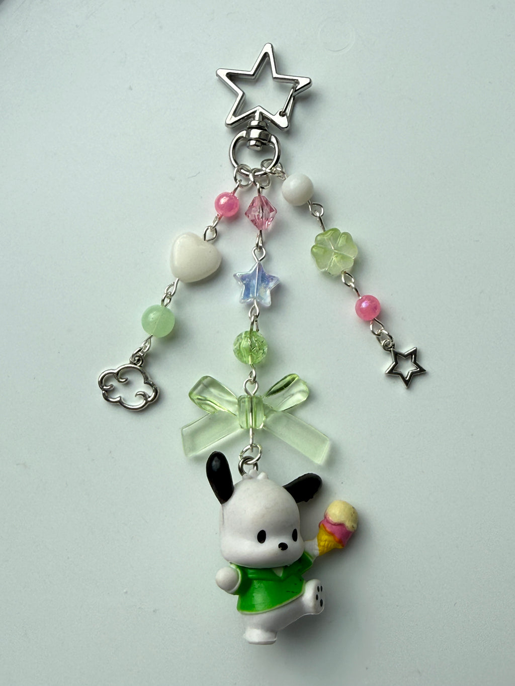 Kawaii Pochacco Beaded Keychain 🎀⭐ | Pastel Bow Bag Charm