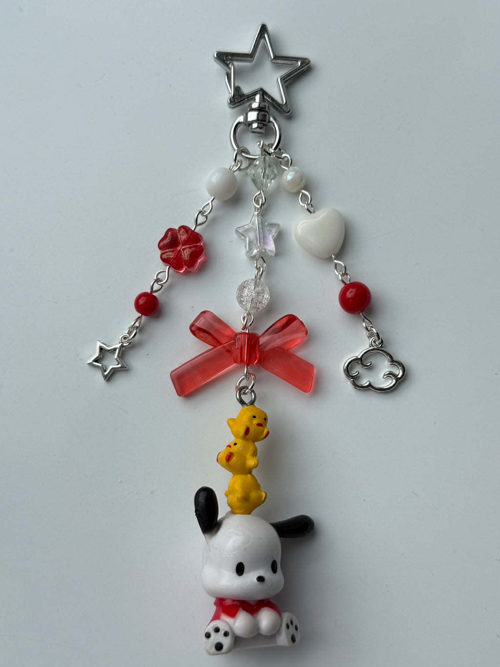 Kawaii Pochacco Beaded Keychain 🎀⭐ | Pastel Bow Bag Charm