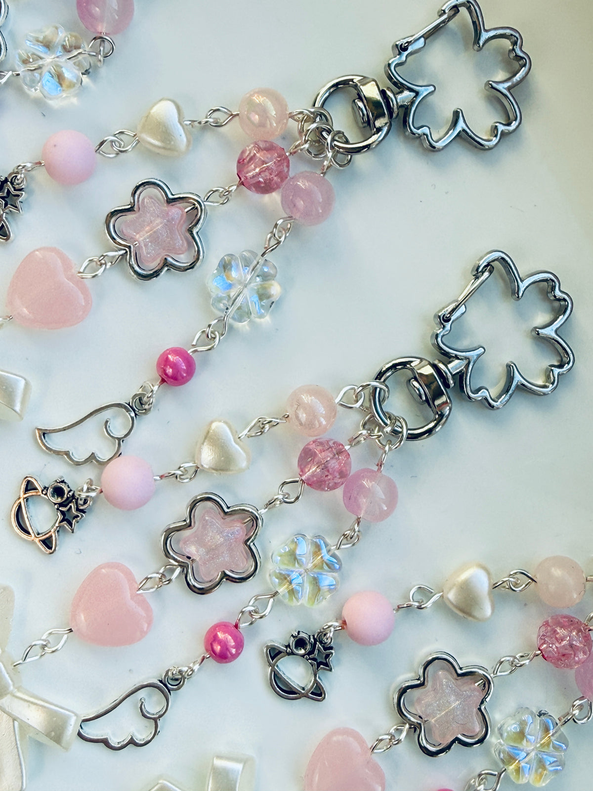 Kawaii Angel Character Beaded Keychain | Pink Beaded Kawaii Keyring | Cute Character bag charm