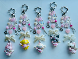 Kawaii Angel Character Beaded Keychain | Pink Beaded Kawaii Keyring | Cute Character bag charm