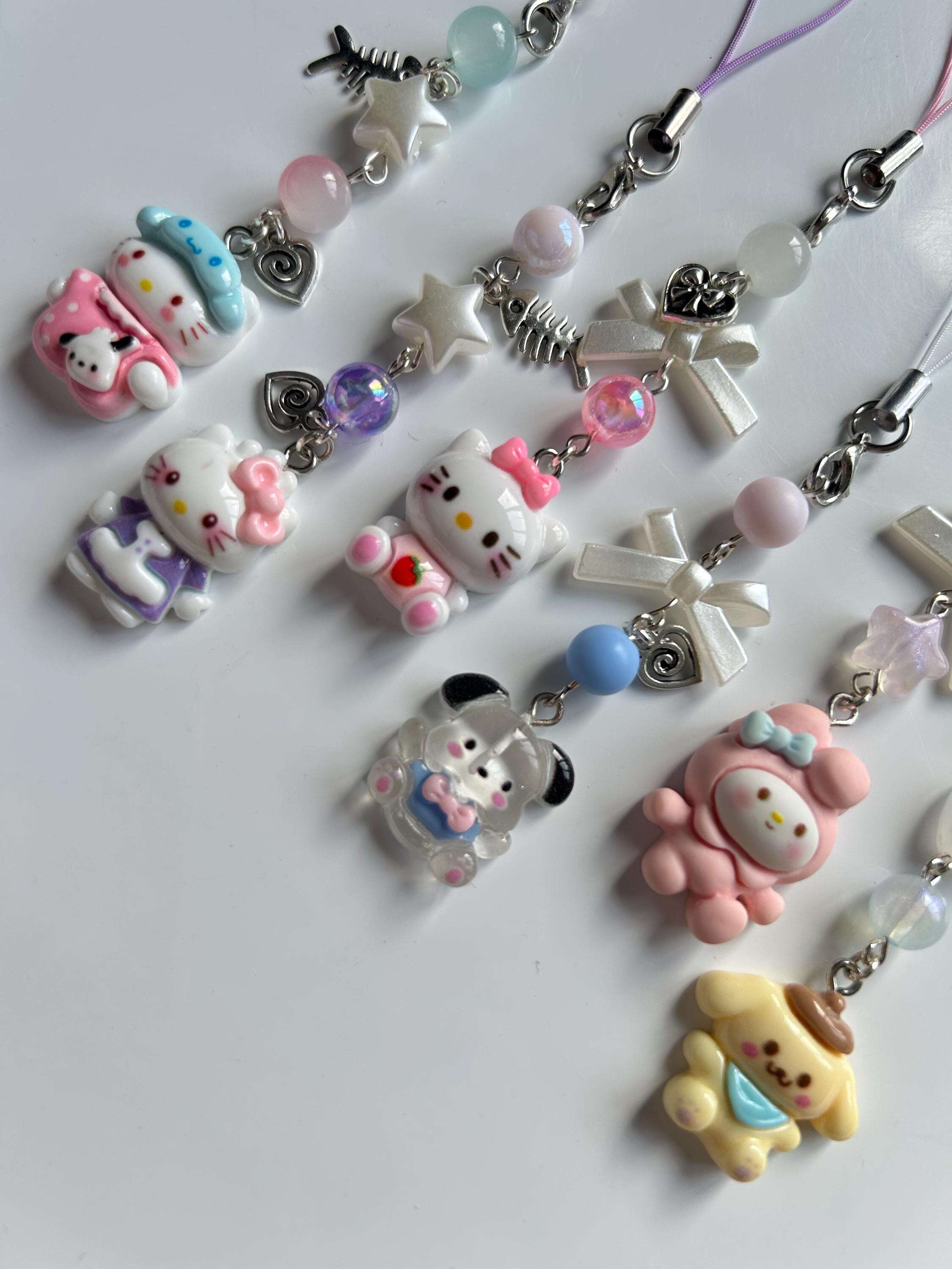 HANDMADE Cute Hello Kitty and Friends Inspired Phone Charms Strawberry Kitty