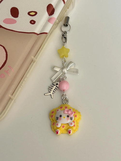 HANDMADE Cute Hello Kitty Cookie Themed Phone Charms and Matching Keychains - Beadsbylillixx