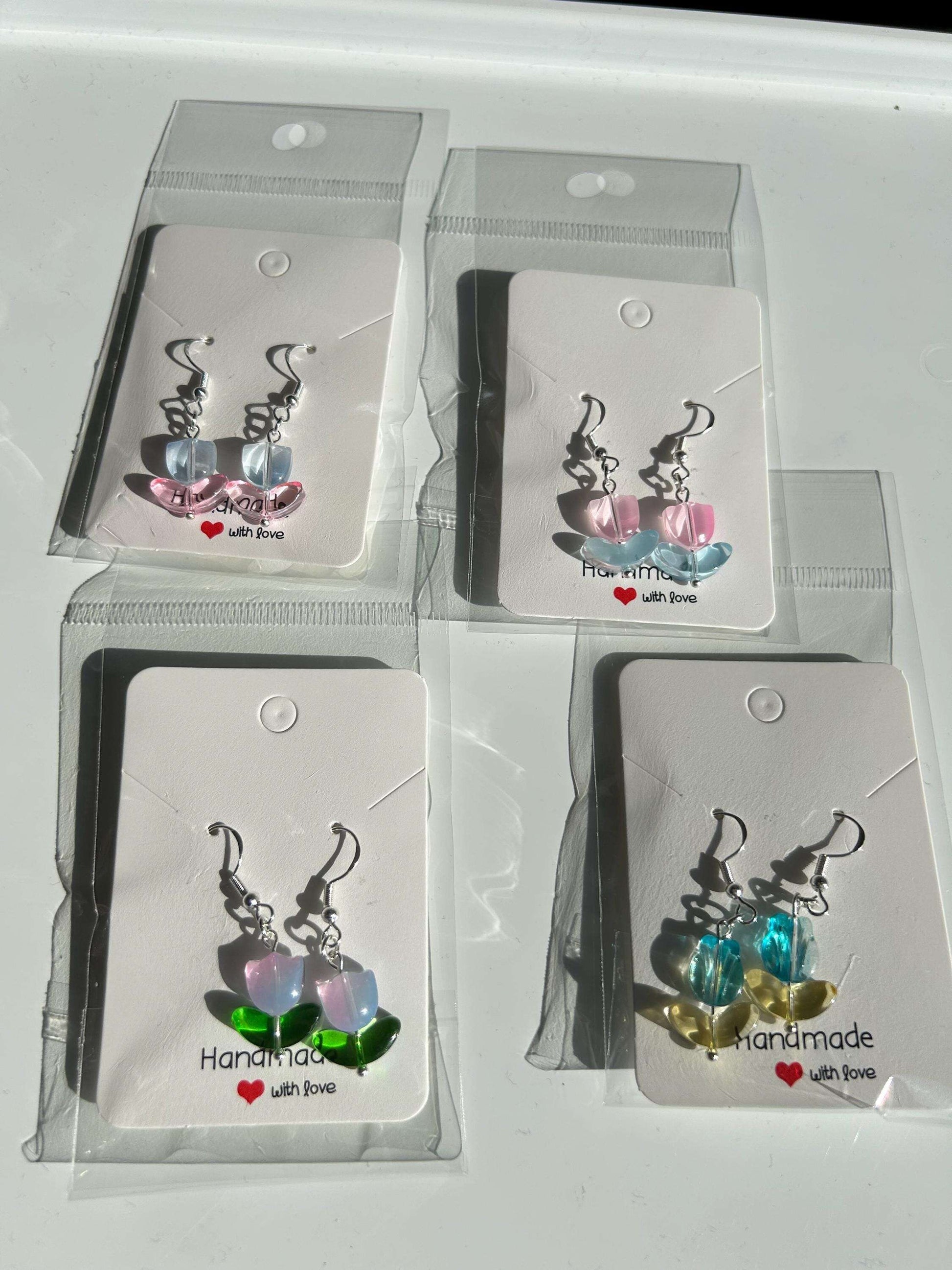 Handmade Cute Coquette Sterling Silver Tulip Earrings