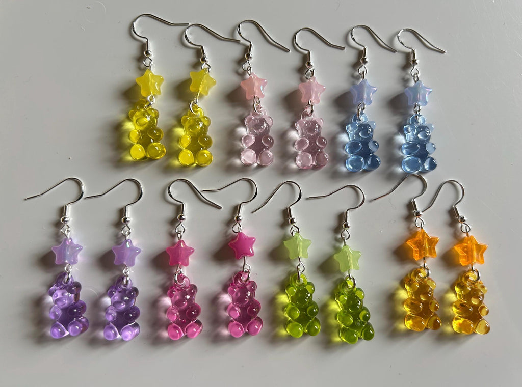 Handmade Cute Gummy Bear Inspired Sterling Silver Earrings